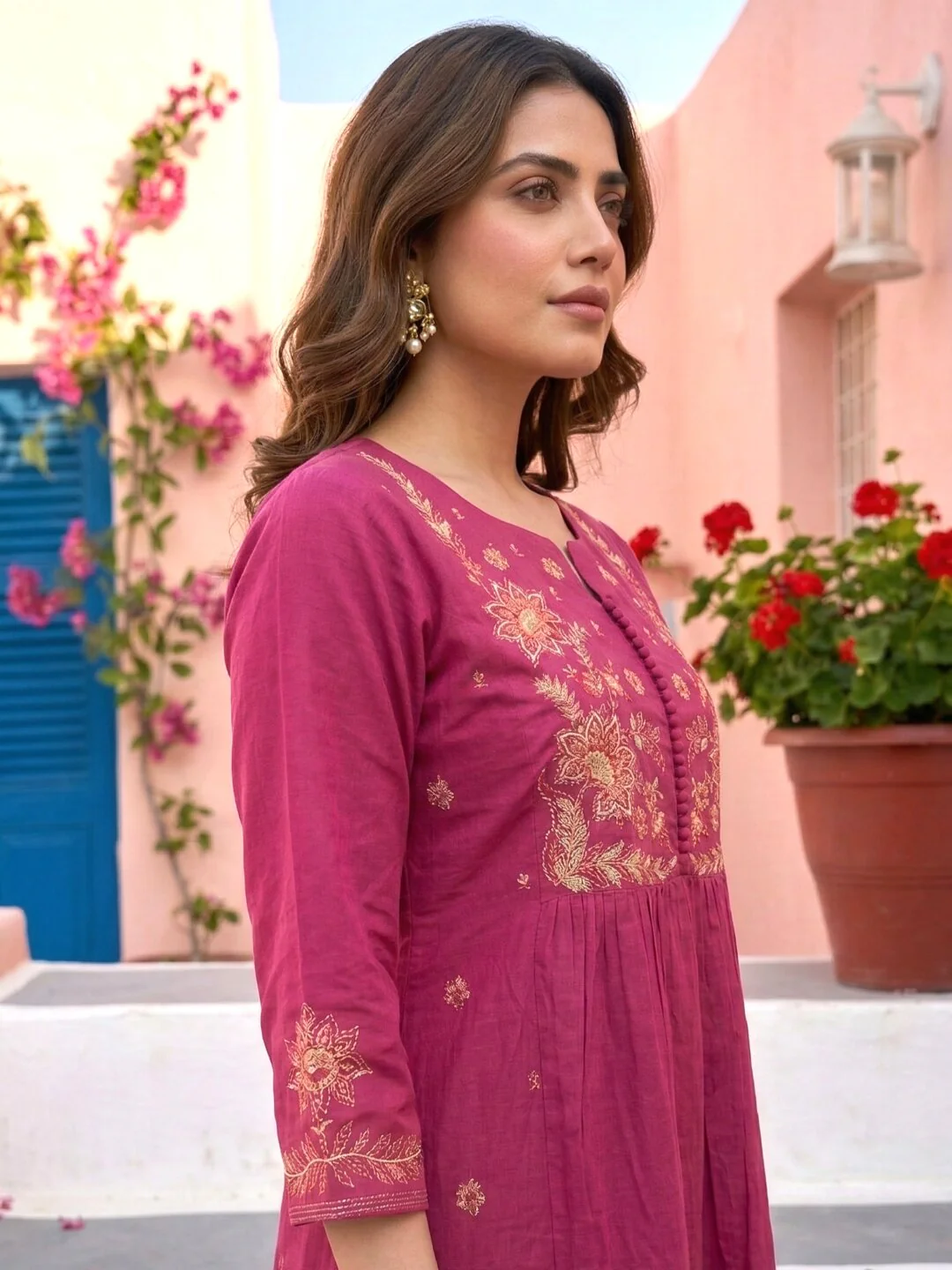 Chandri Blush Embroidered Kurta Pant Set - Image 8