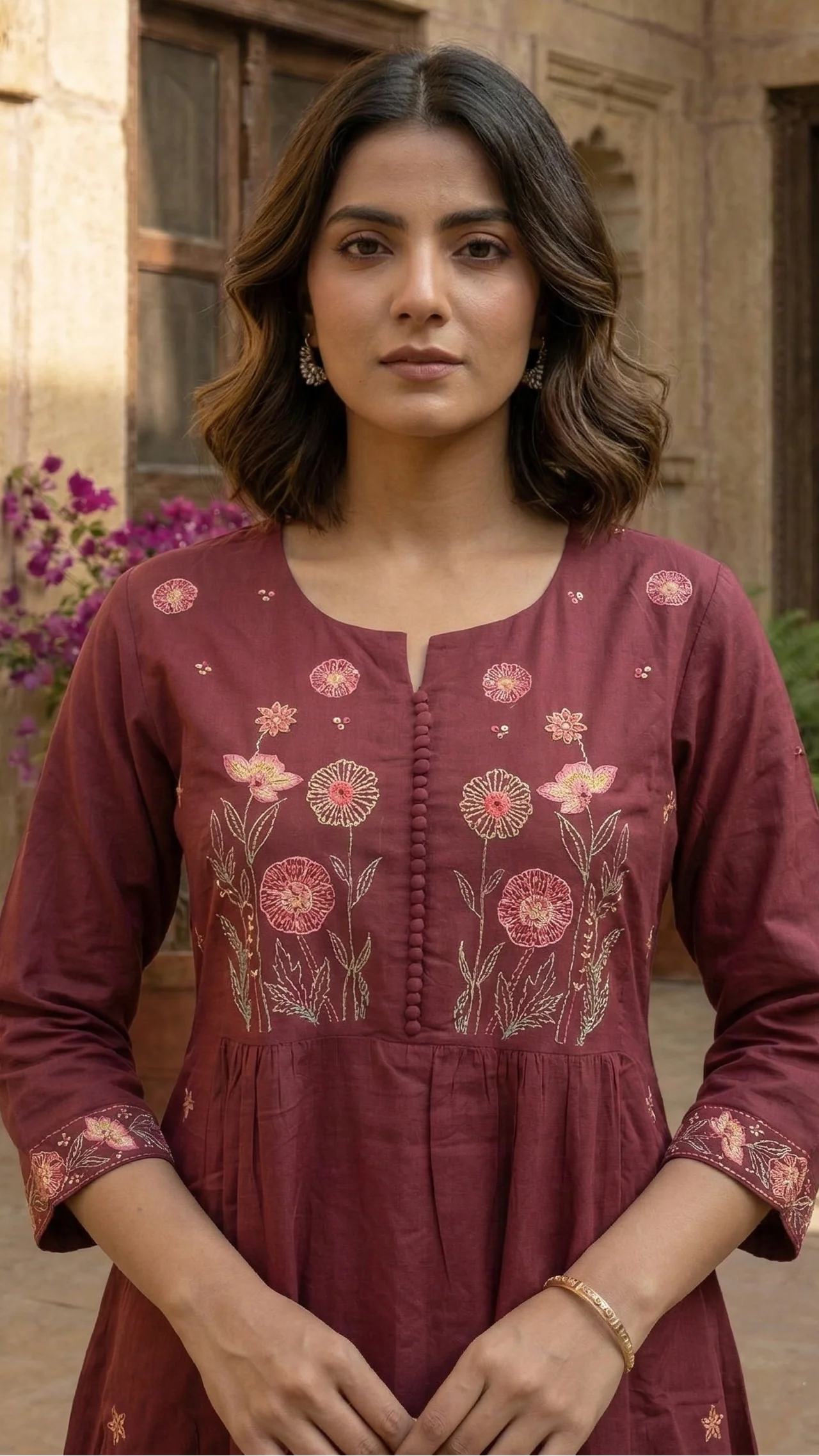 Chandri Salmon Embroidered Kurta Pant Set - Image 2