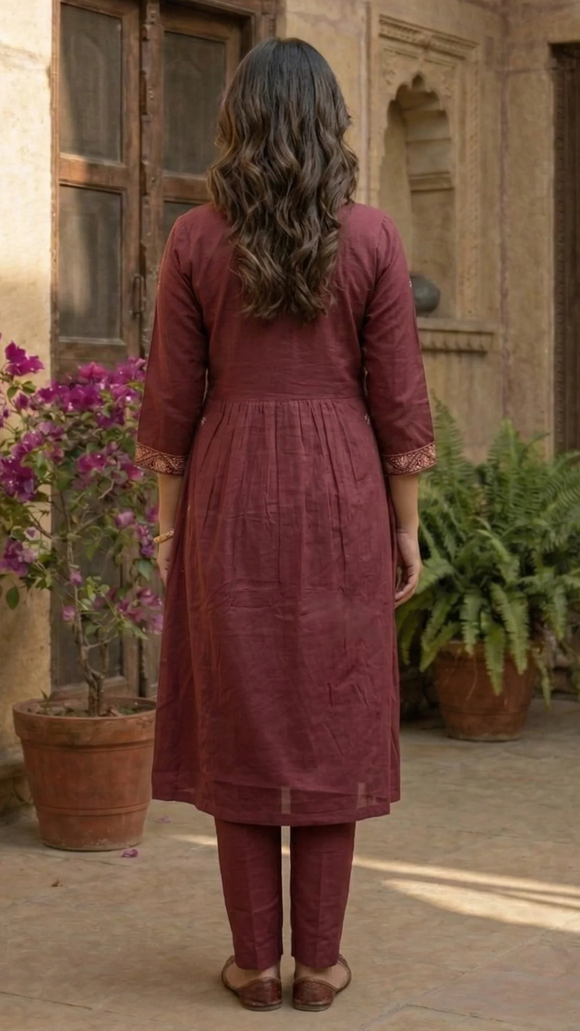 Chandri Salmon Embroidered Kurta Pant Set - Image 3