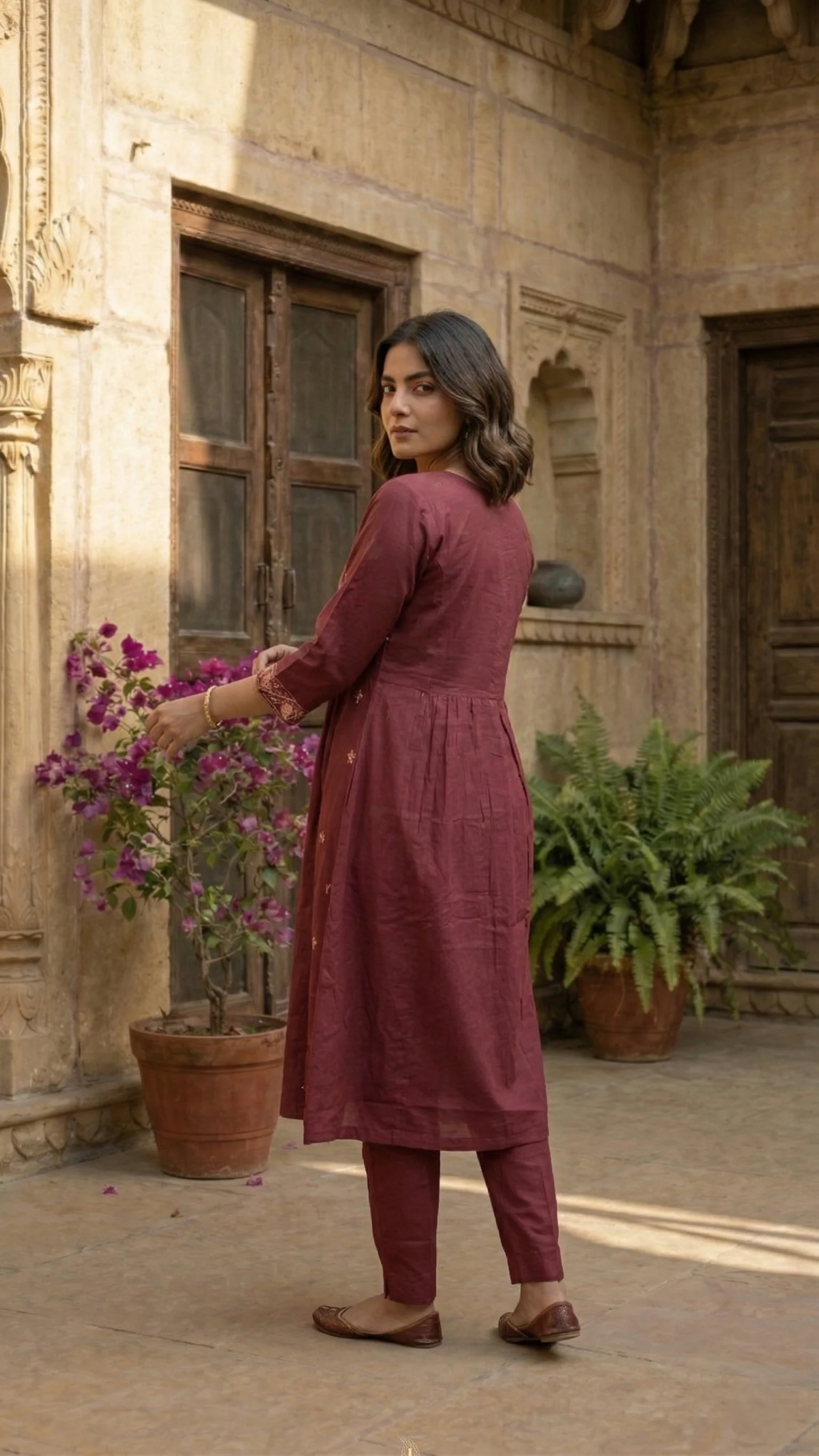 Chandri Salmon Embroidered Kurta Pant Set - Image 5