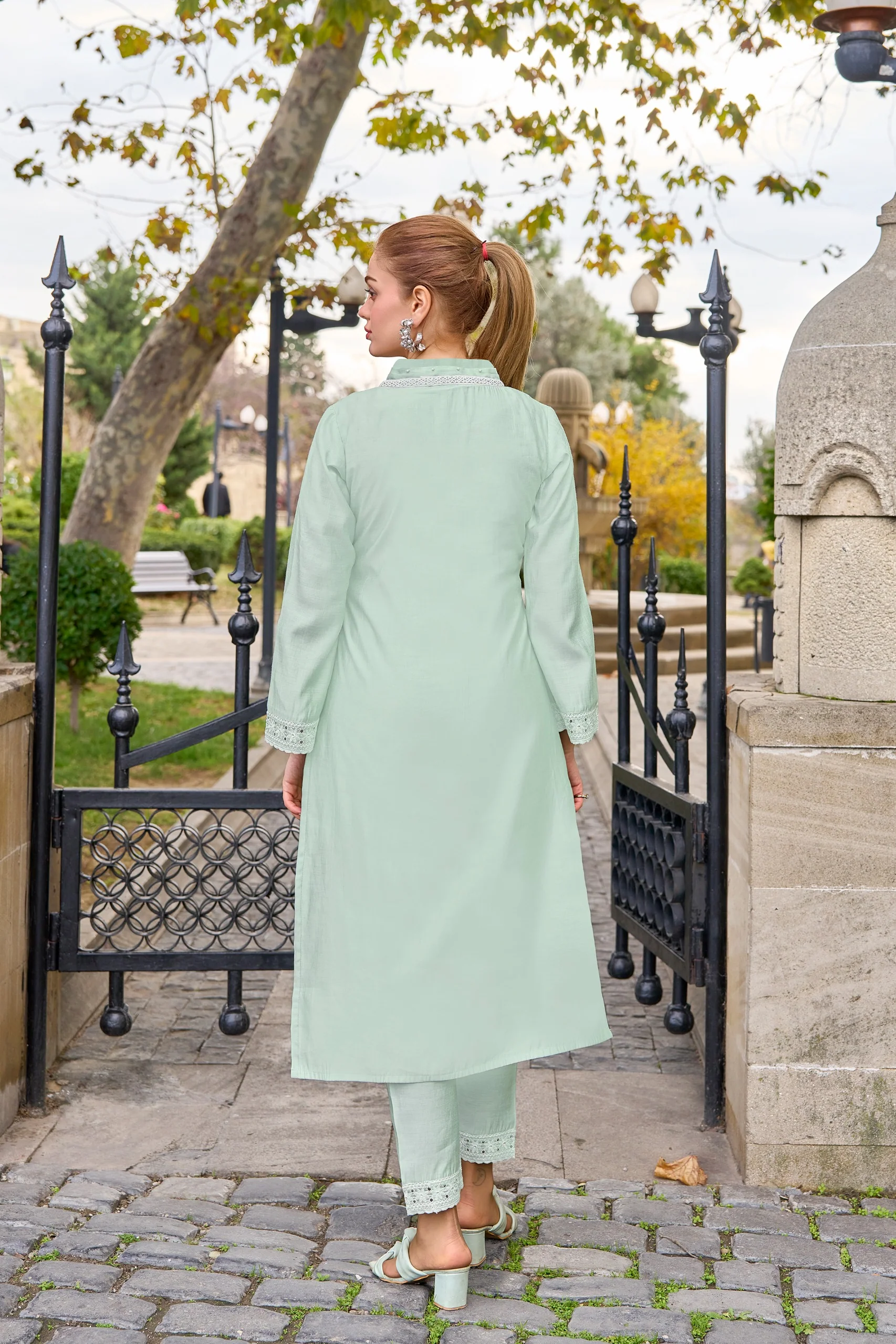 Ayat SoftBlue Full Work Premium Lawn Suit Set - Image 3