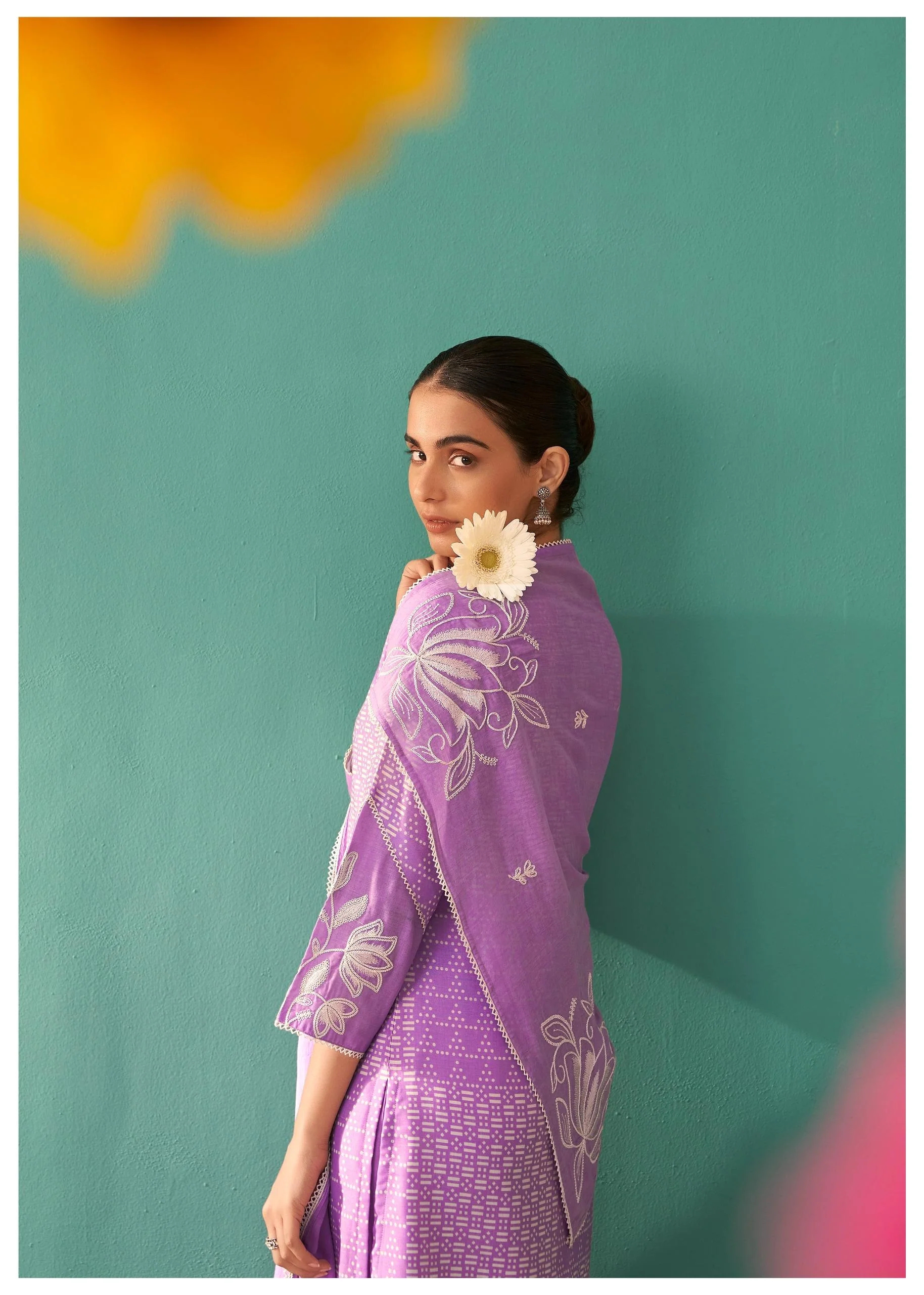 Nadira Lilac Embroidered Lawn Cotton Suit set - Image 5