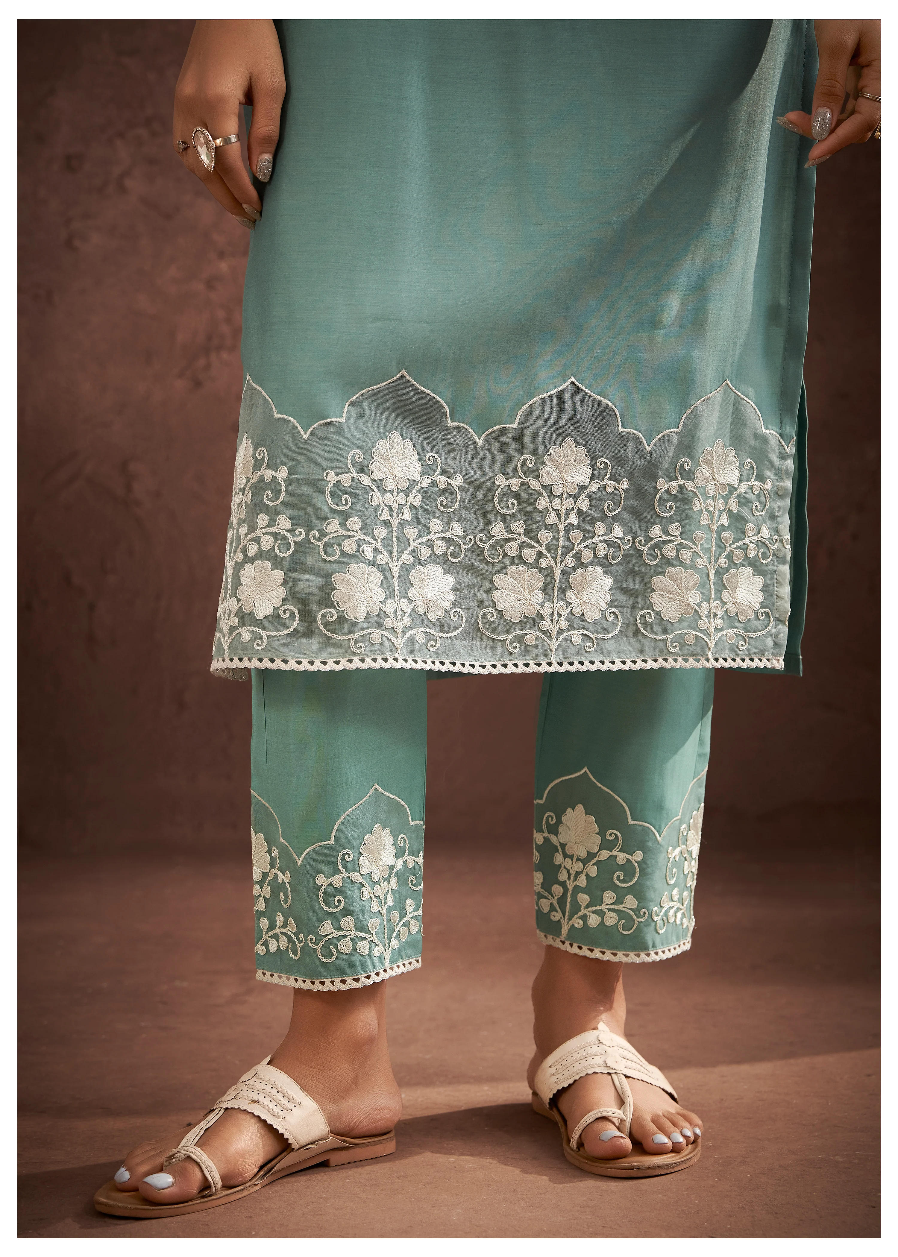 Lisba Teal Embroidered Lawn Suit Set - Image 5