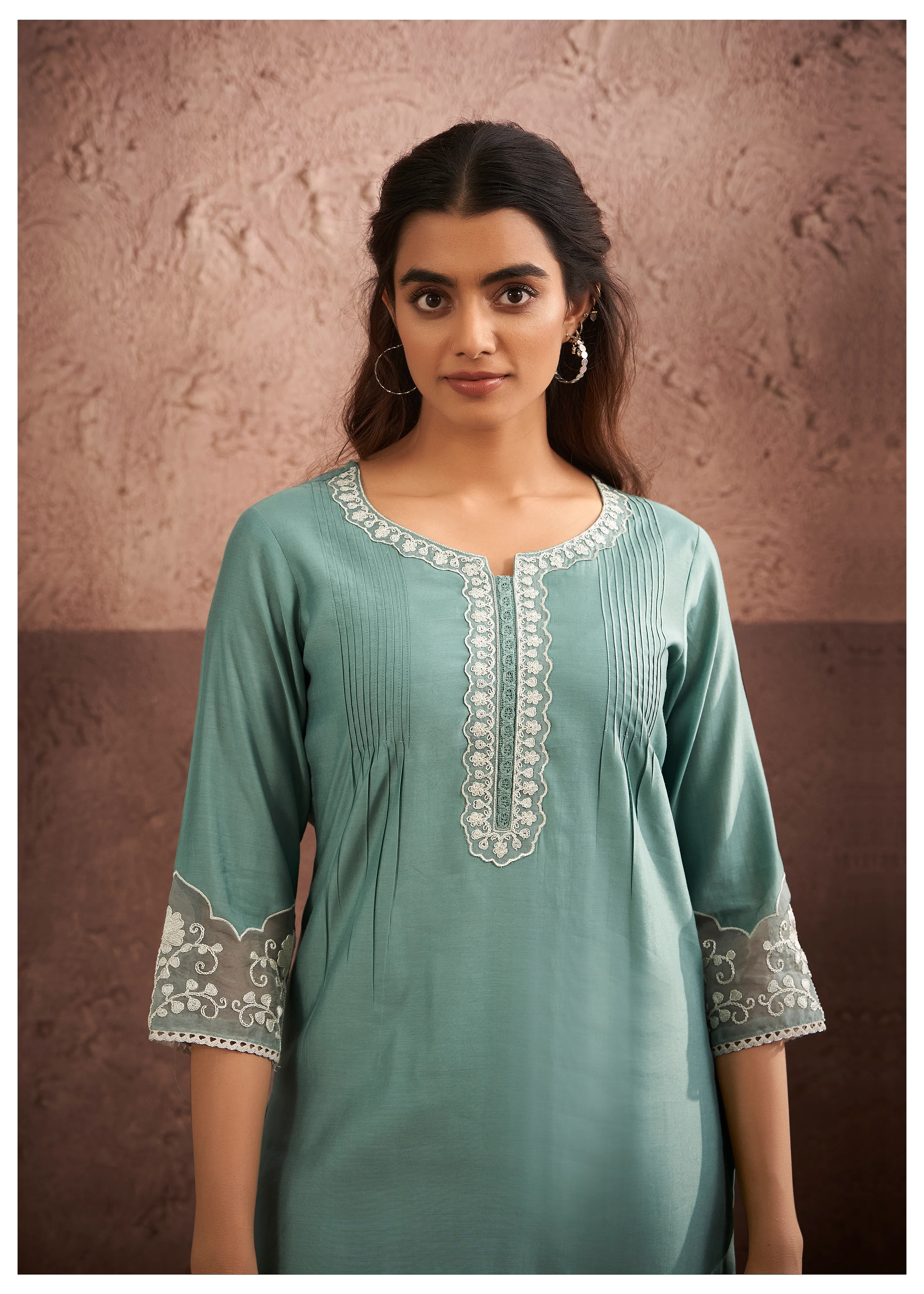 Lisba Teal Embroidered Lawn Suit Set - Image 6
