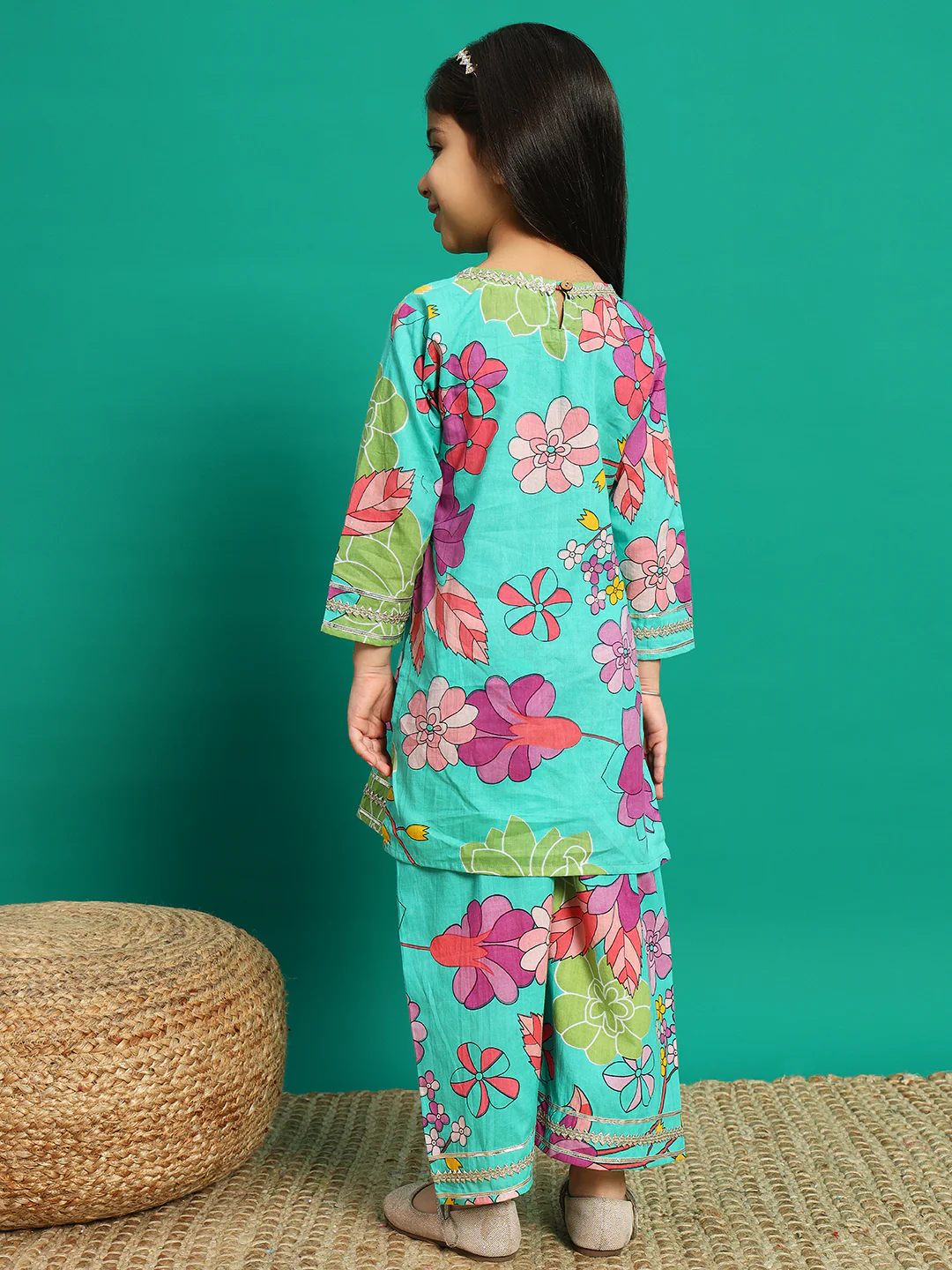 Indra Ocean Cotton Floral Sharara Set - Image 3