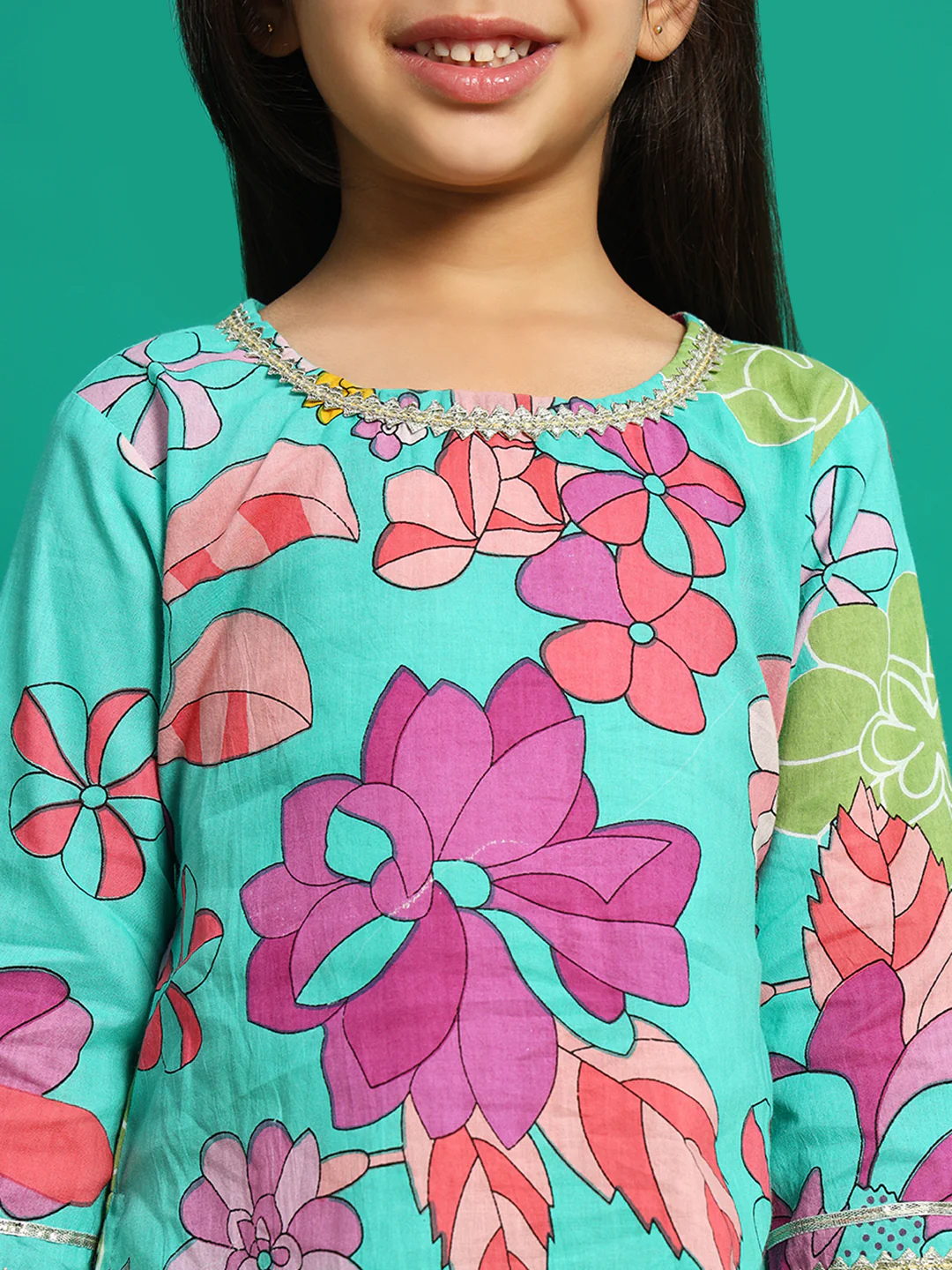Indra Ocean Cotton Floral Sharara Set - Image 4