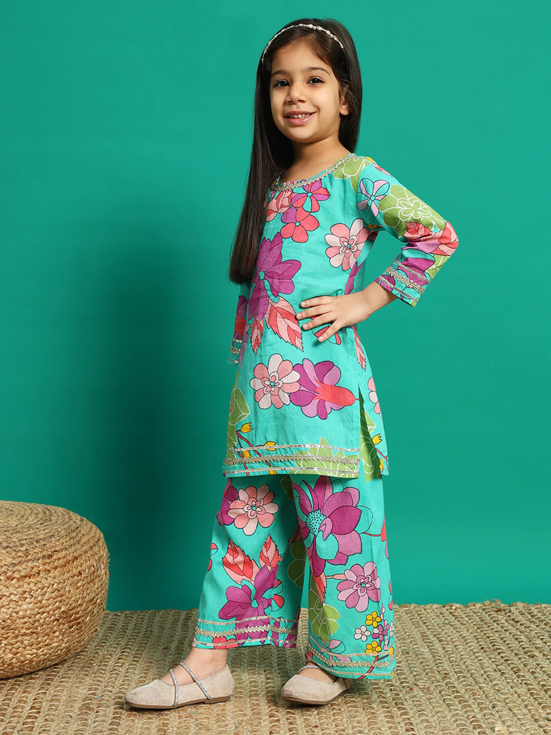 Indra Ocean Cotton Floral Sharara Set - Image 5