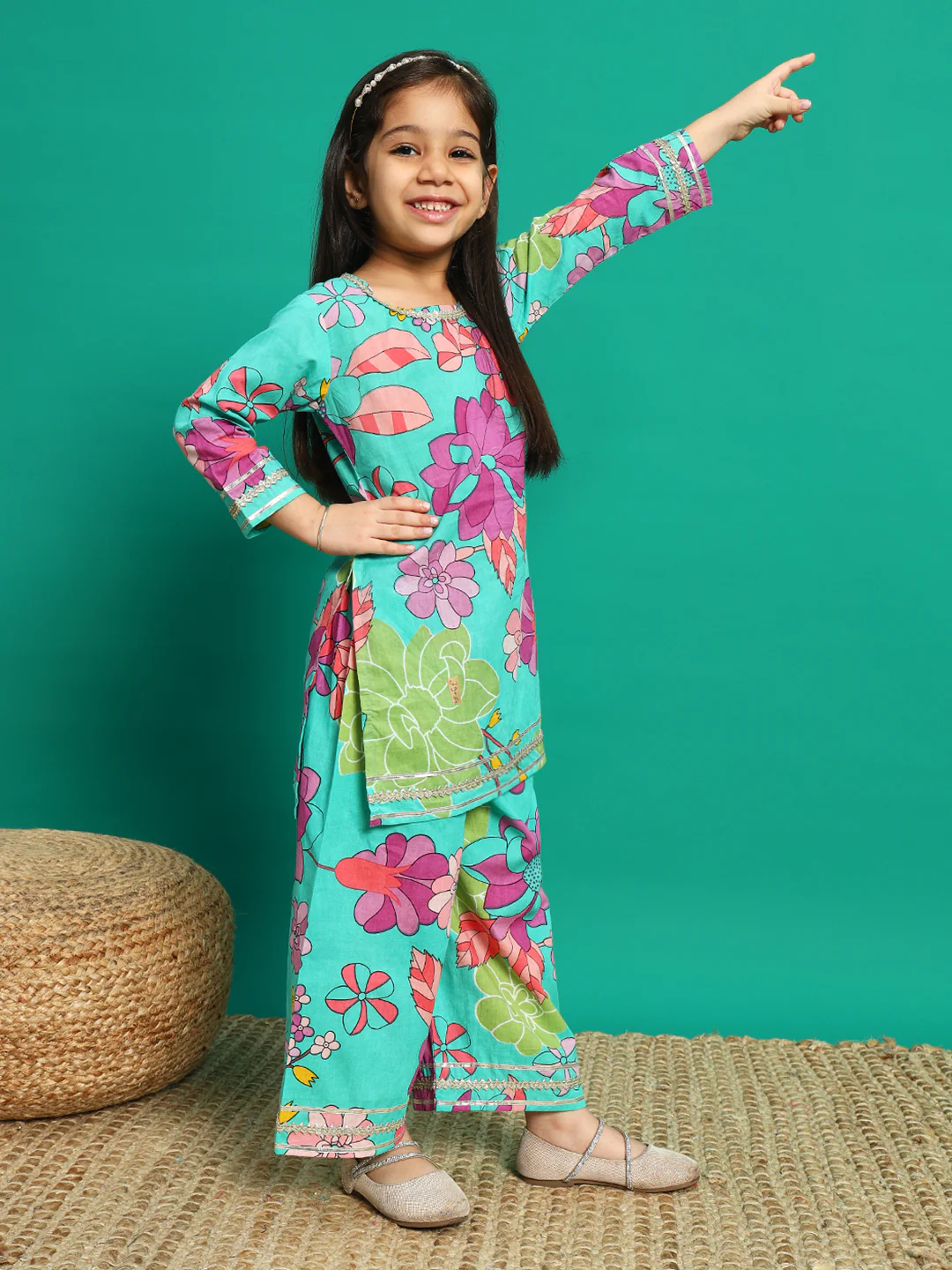 Indra Ocean Cotton Floral Sharara Set - Image 6