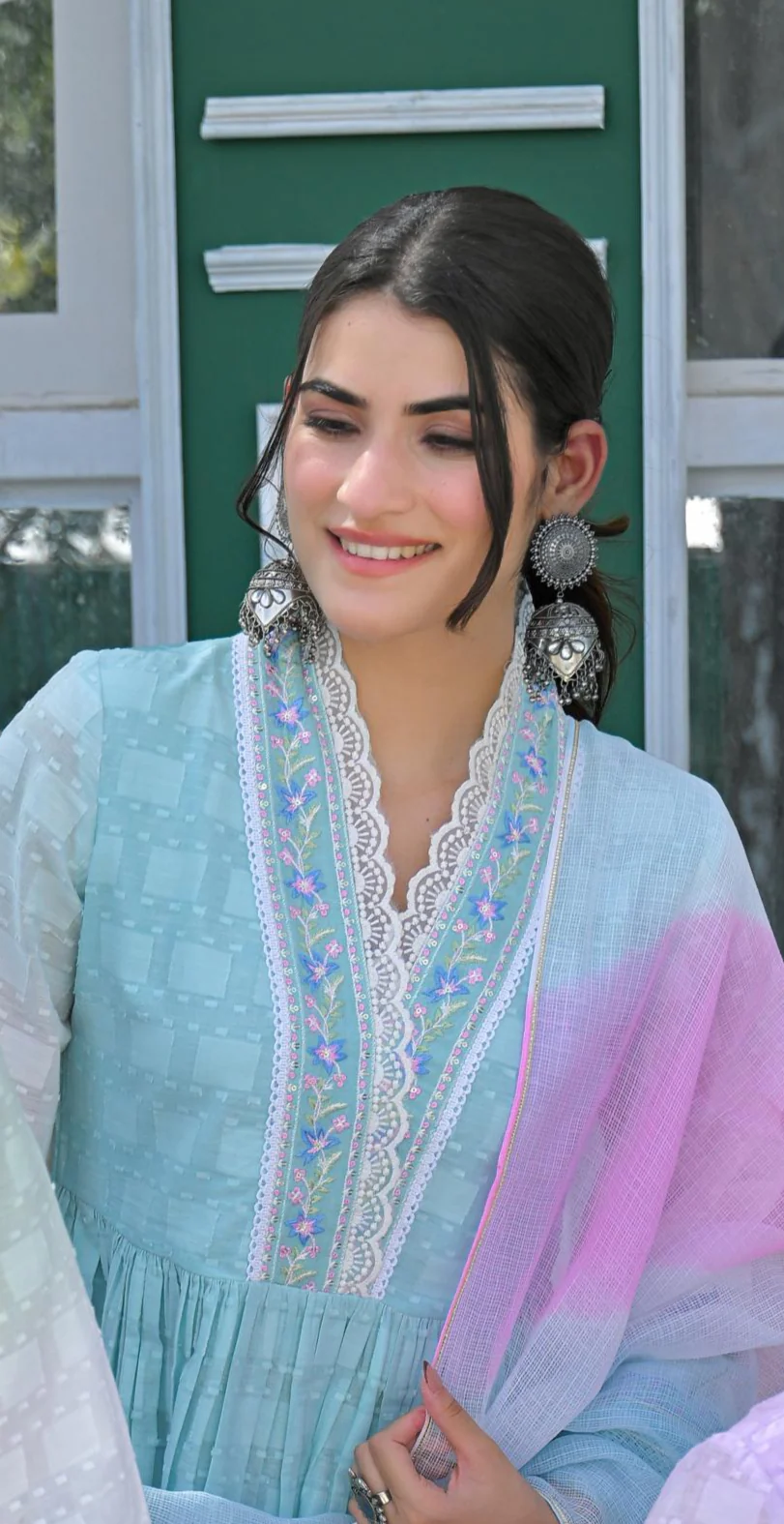 Tridhara Turq Cotton Suit Set - Image 2
