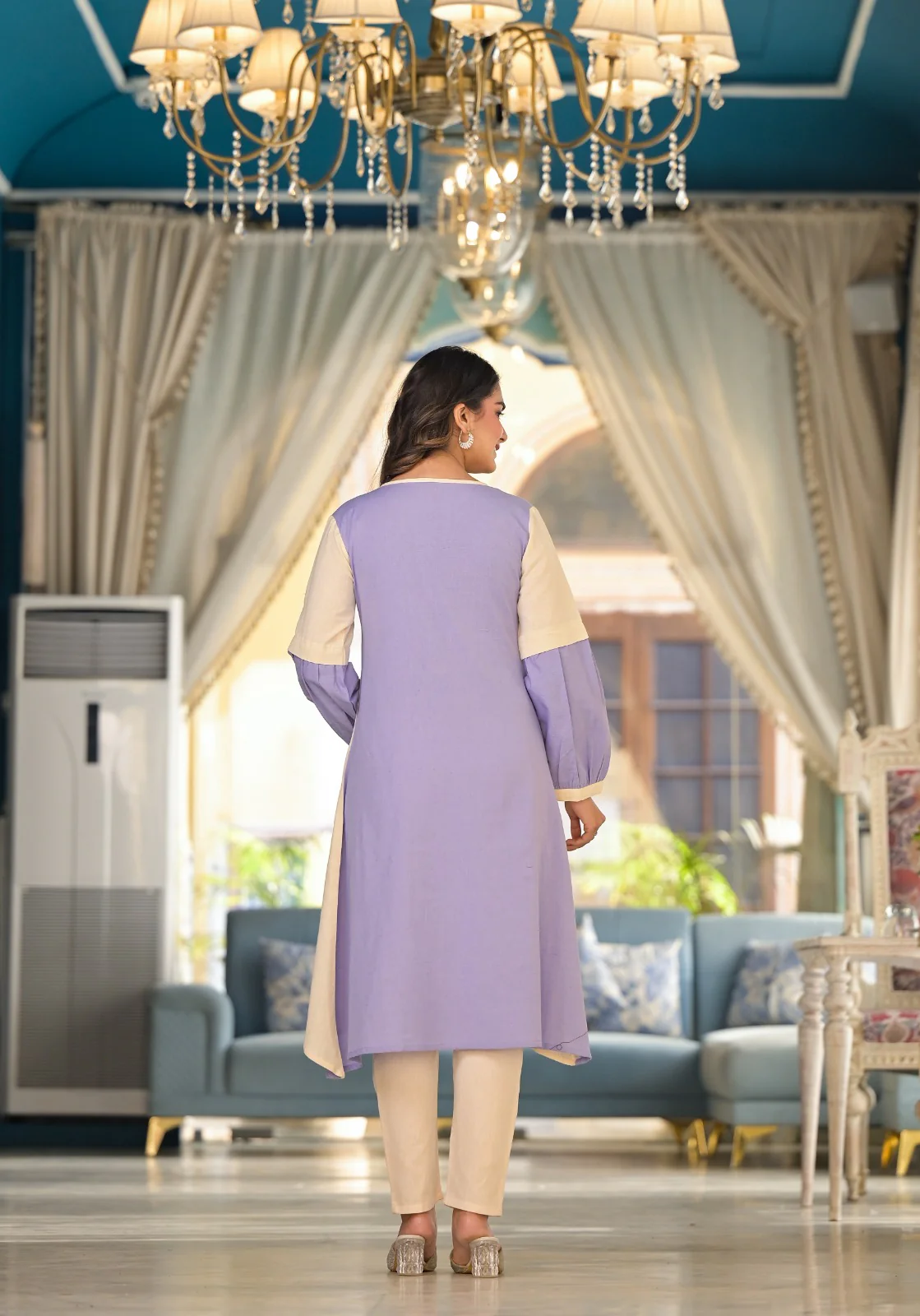 Vartika Orchid Cotton Kurta Pant Set - Image 4