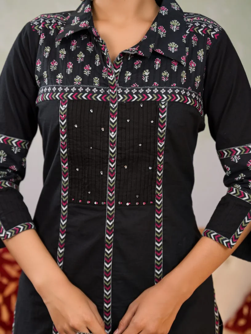 Yutika Onyx Cotton Kurta Pant Set - Image 5