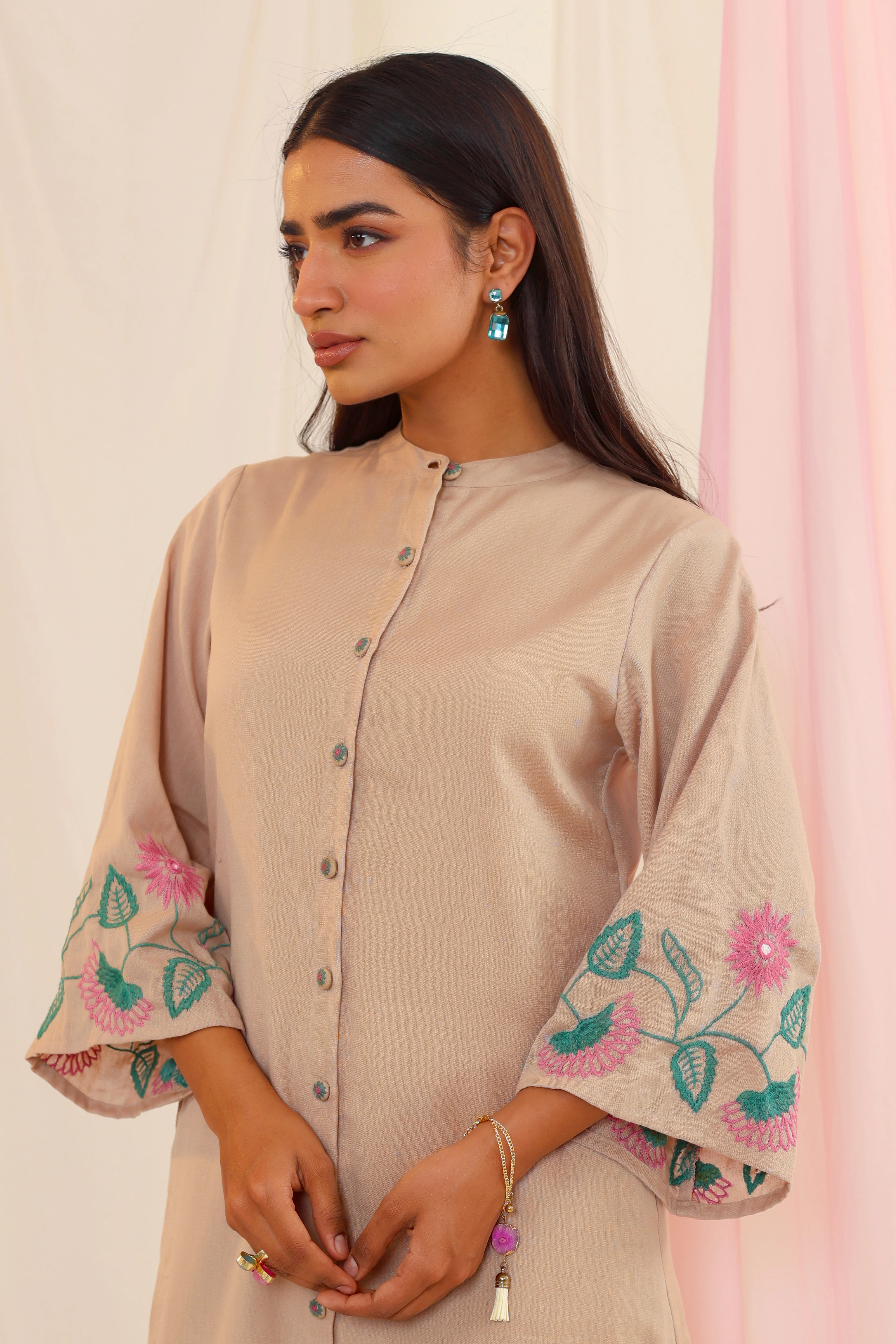 Purna Mouse Embroidery Cotton co- ord Set - Image 2