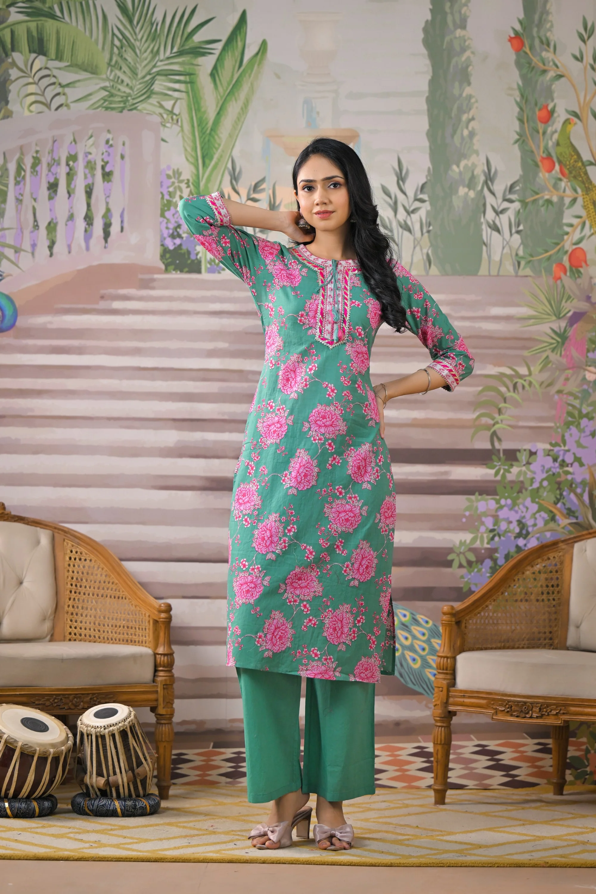 ITI shamrock COTTON KURTA PANT SET - Image 4