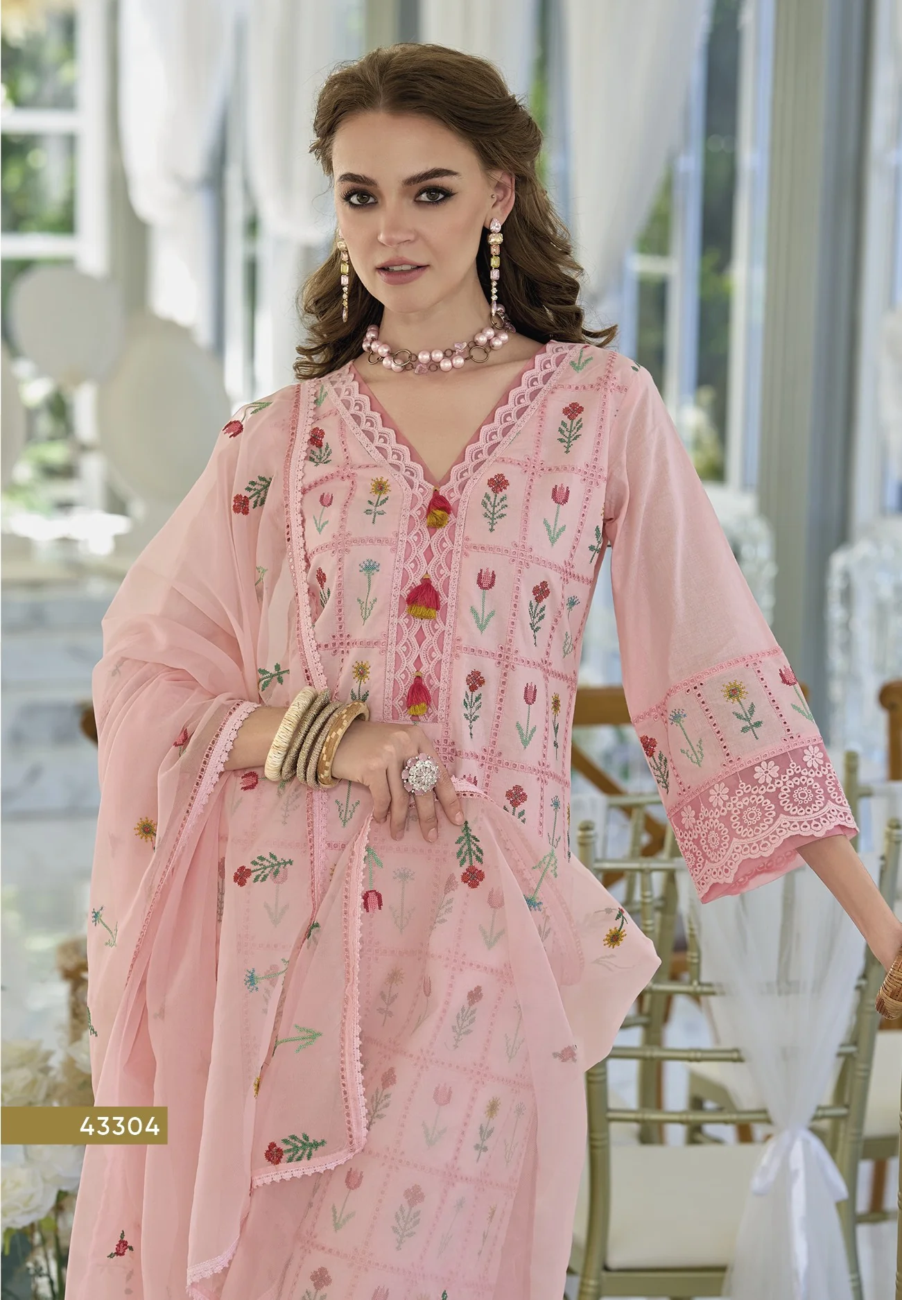Sargam SoftPink Embroidery Cotton Suit Set - Image 8