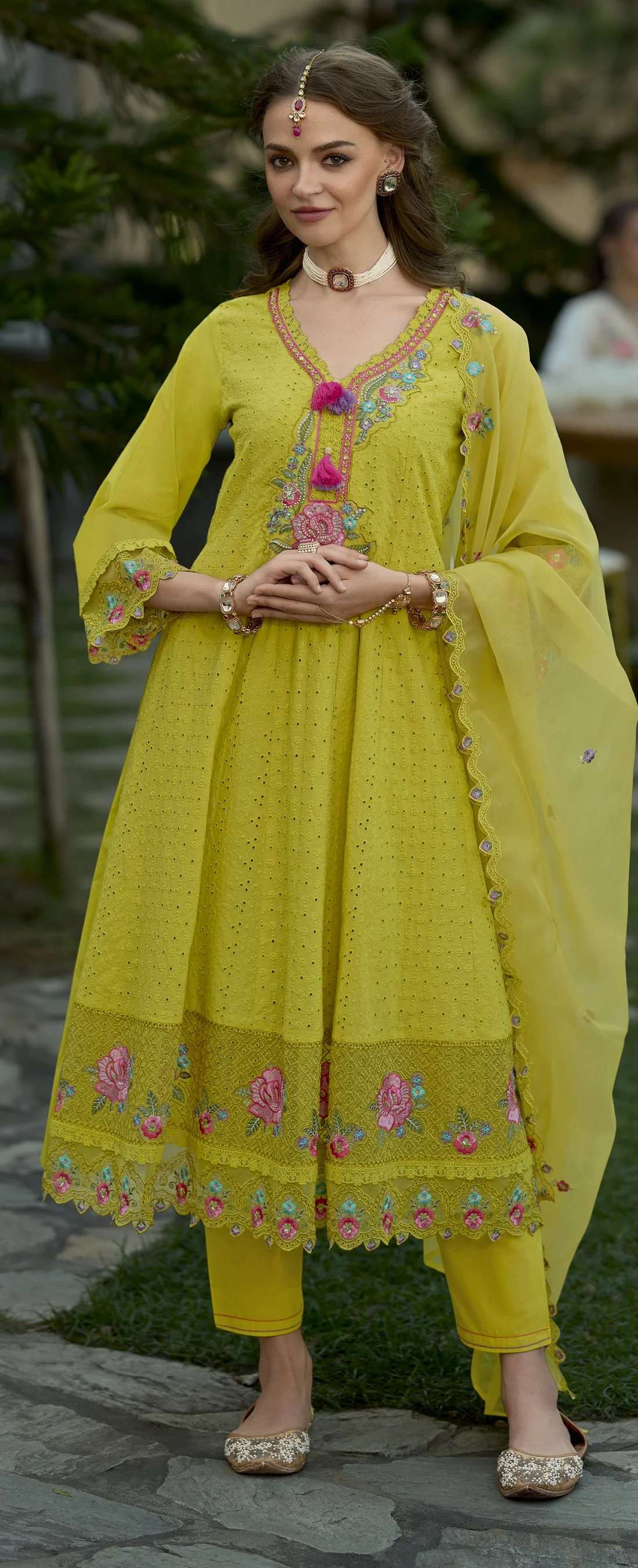 Raman Fern Schiffli Full Work Suit Set - Image 3