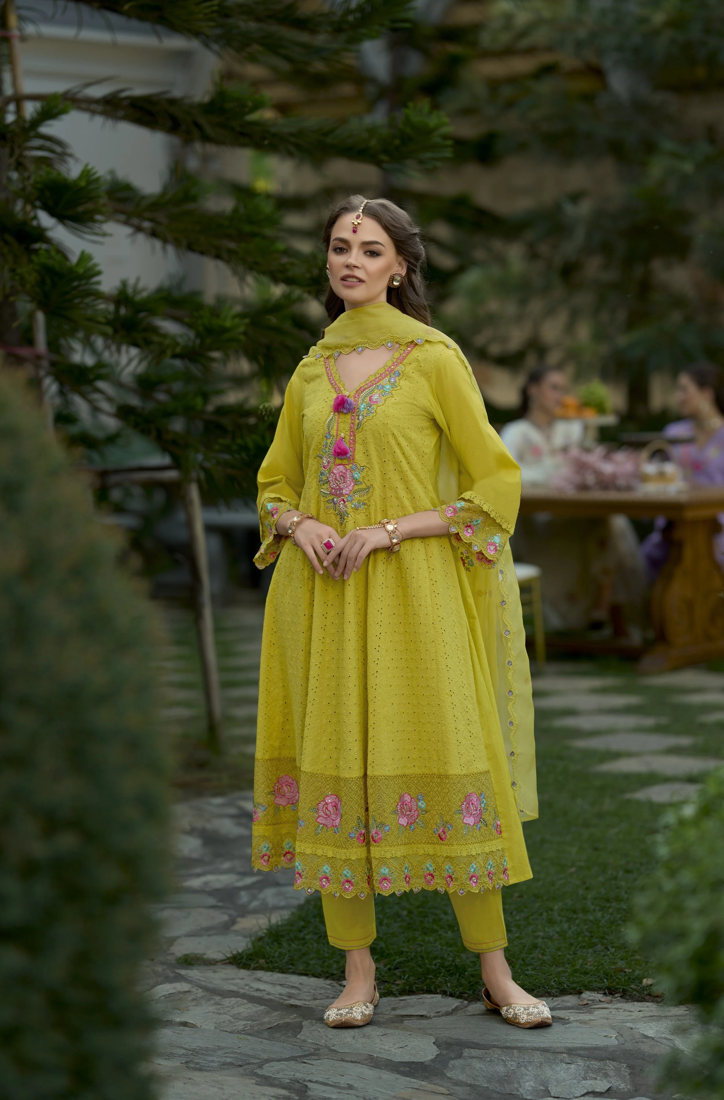 Raman Fern Schiffli Full Work Suit Set - Image 4