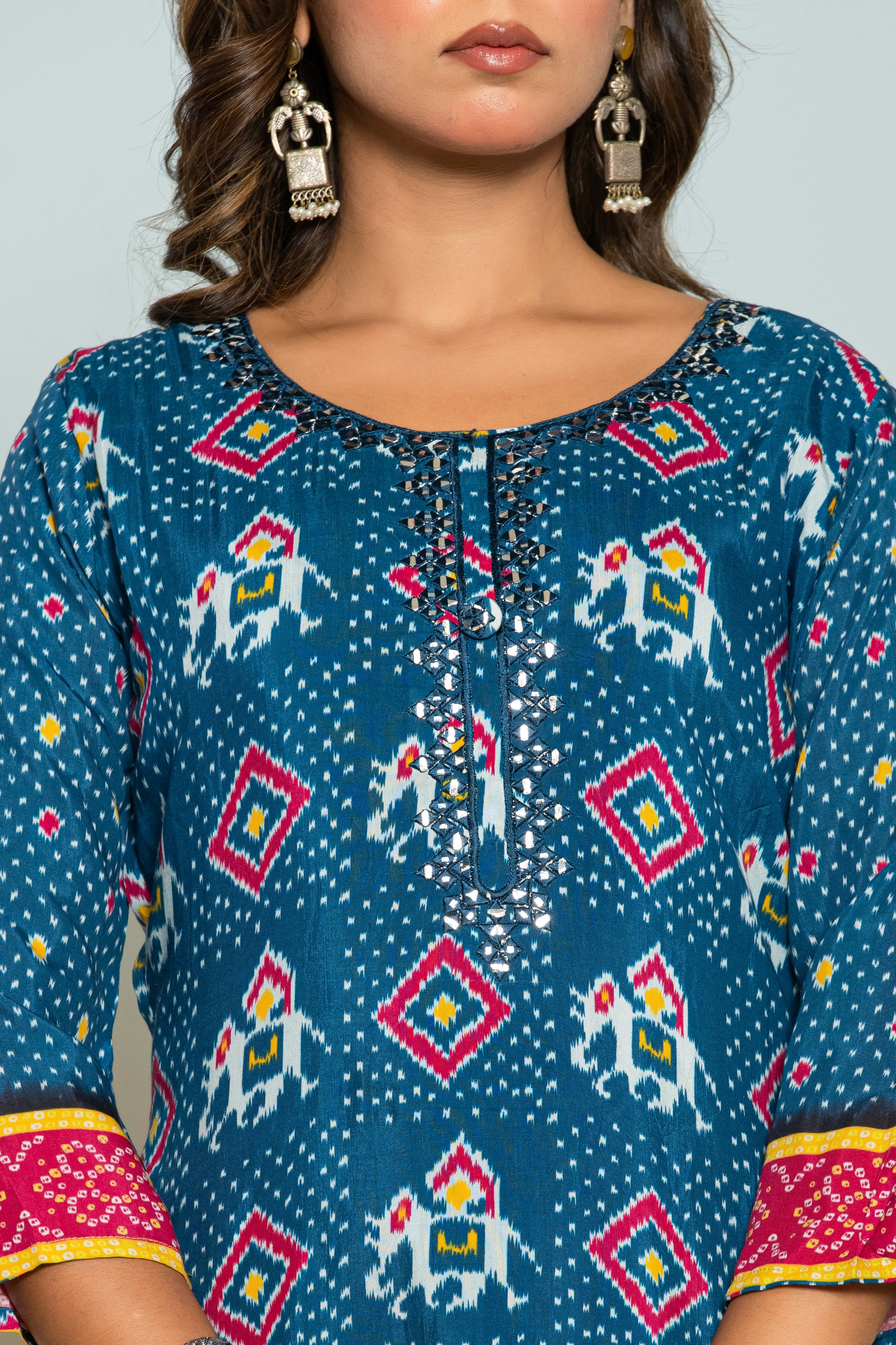 Palki Navy Printed Work Kurta - Image 6