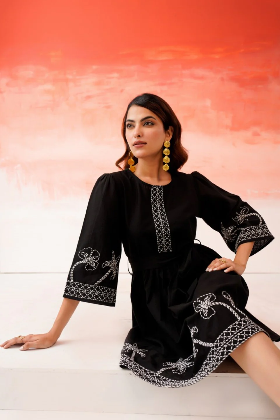 Tatva anchor embroidery cotton dress - Image 7