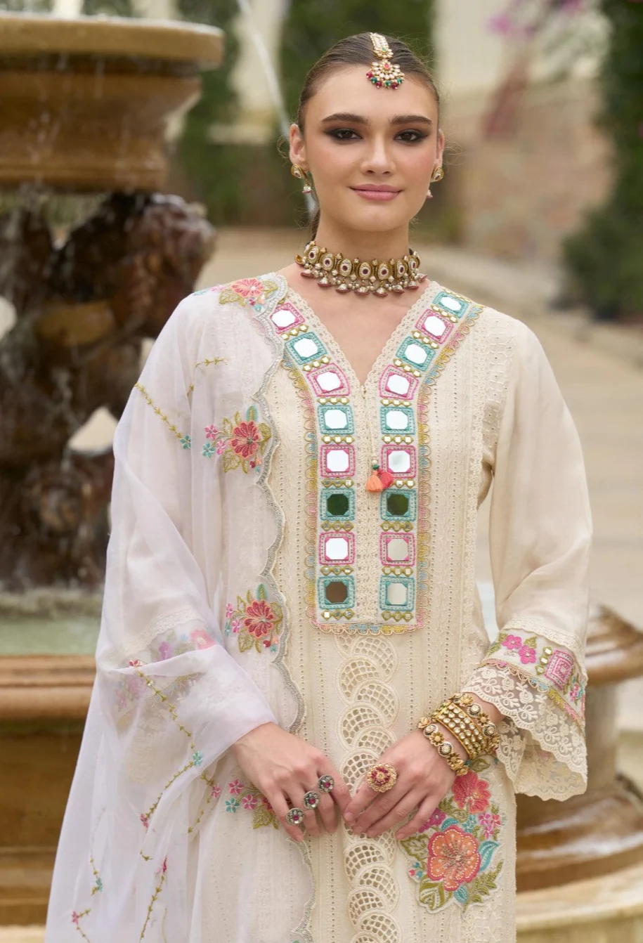 Chandrani Daisy Schiffli Full Work Suit Set - Image 2