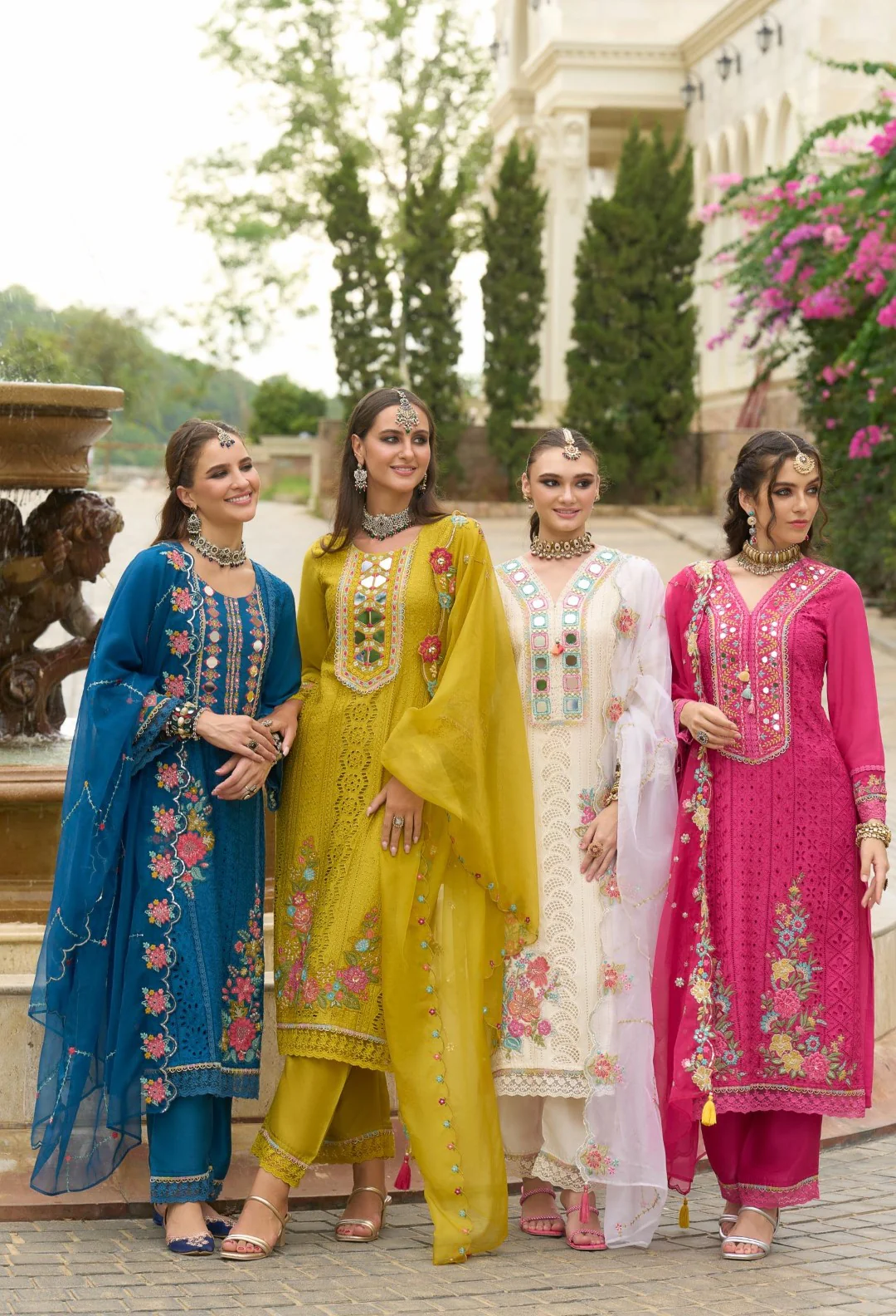 Chandrani Daisy Schiffli Full Work Suit Set - Image 7