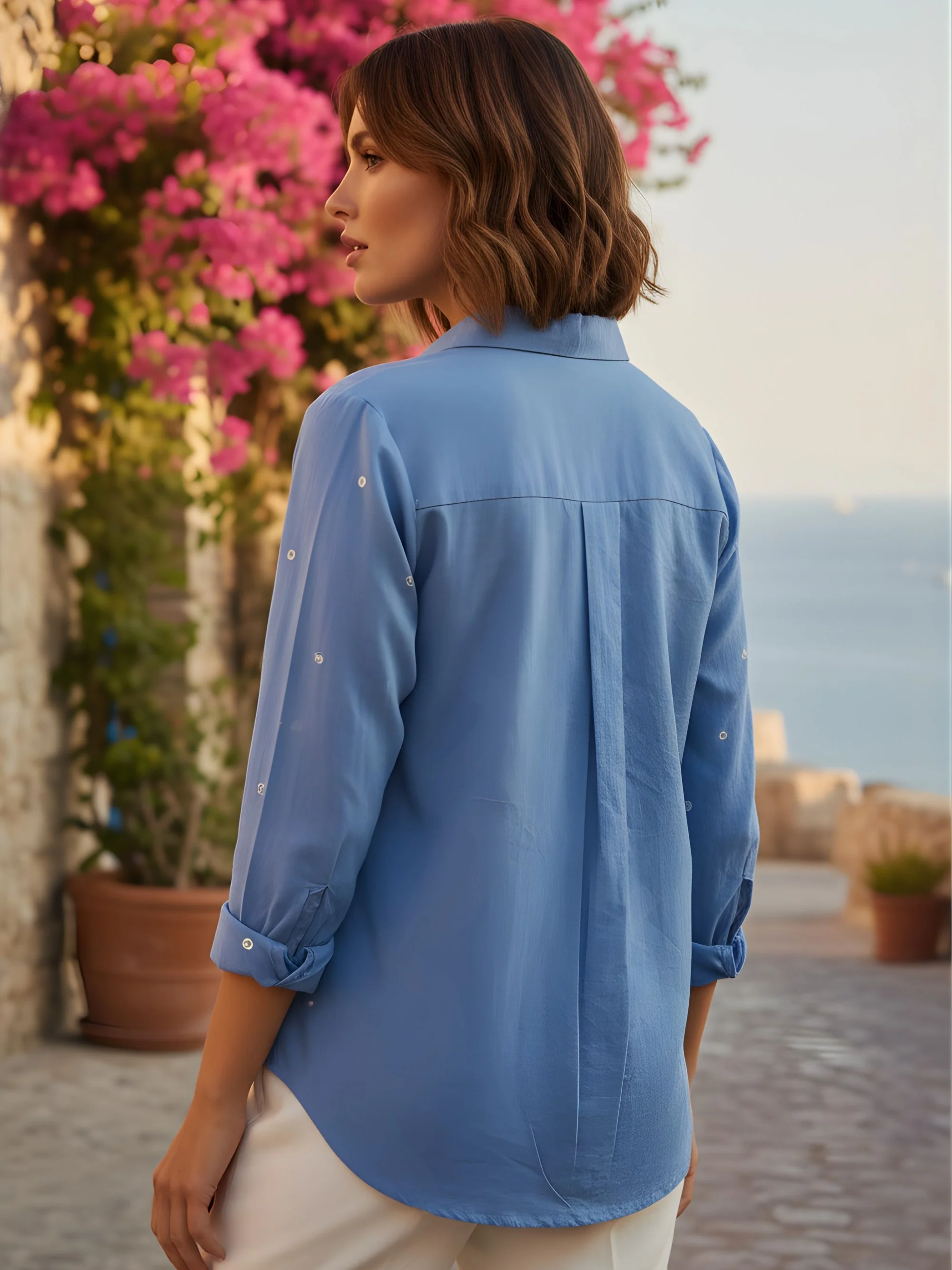 Ivanka Hibis Embroidery Cotton Shirt - Image 3