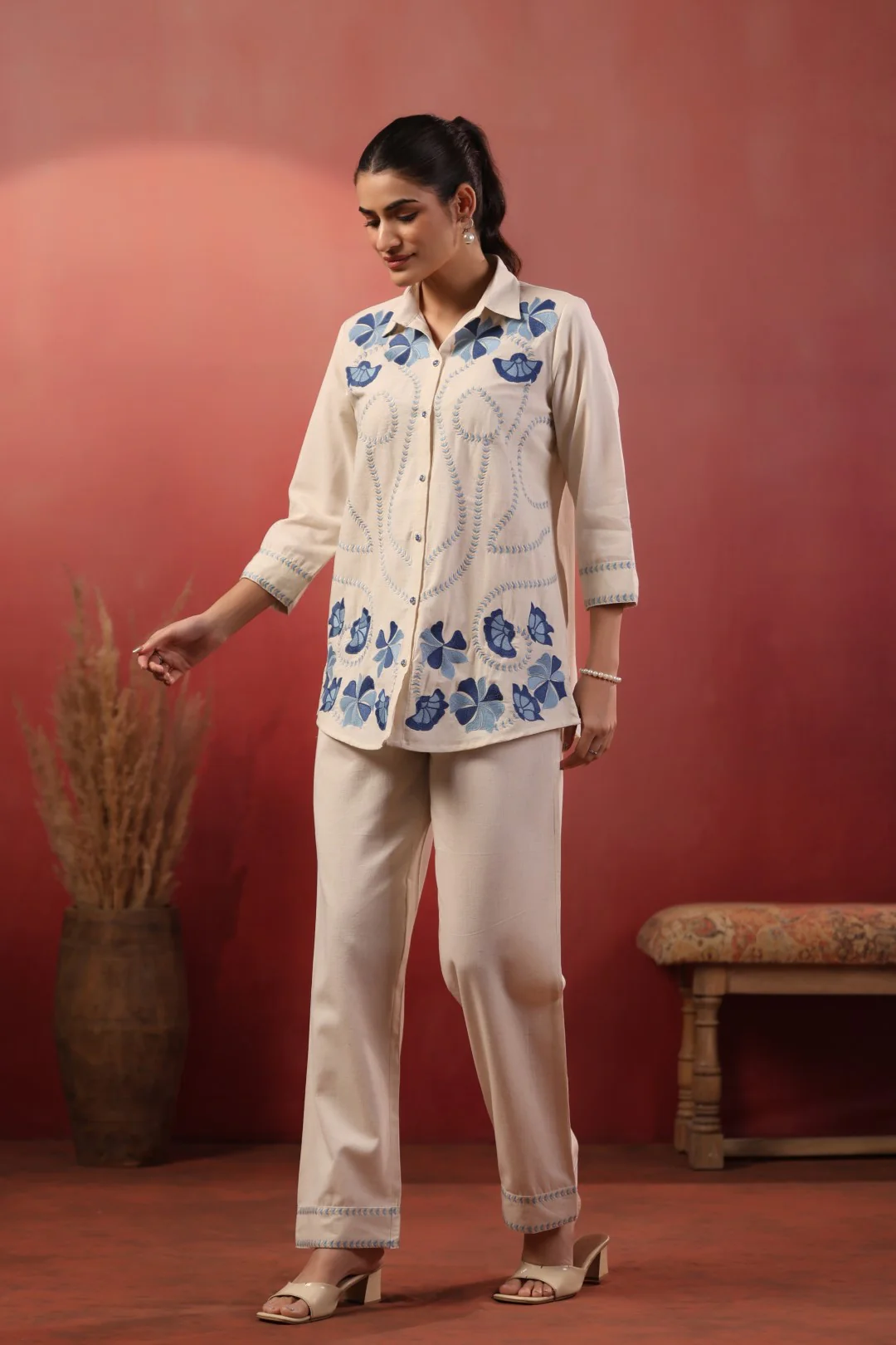 Viyona dove embroidery cotton cord set - Image 4