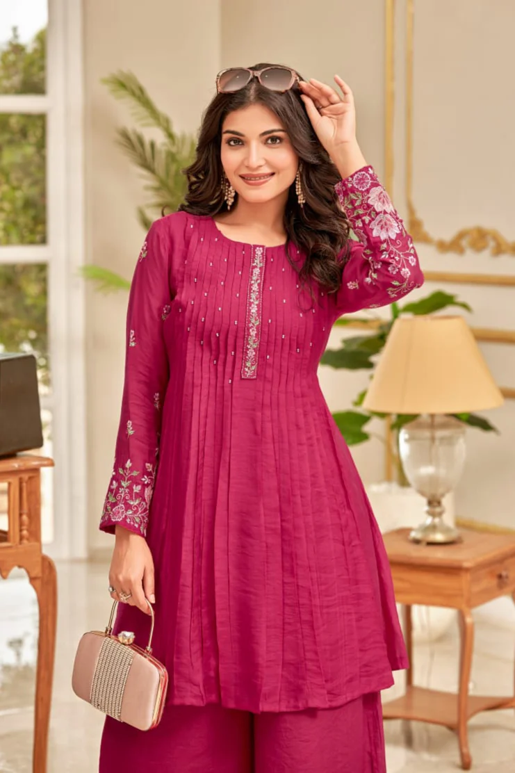 Gaurisha Merlot Embroidery Premium Co-ord Set - Image 2