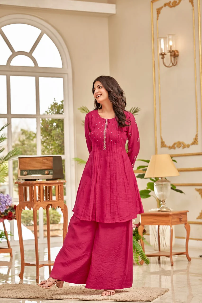 Gaurisha Merlot Embroidery Premium Co-ord Set - Image 3