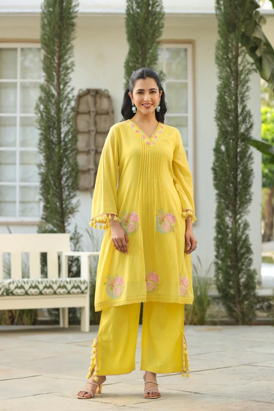 Kapil lime embroidery cotton co-ord set - Image 10