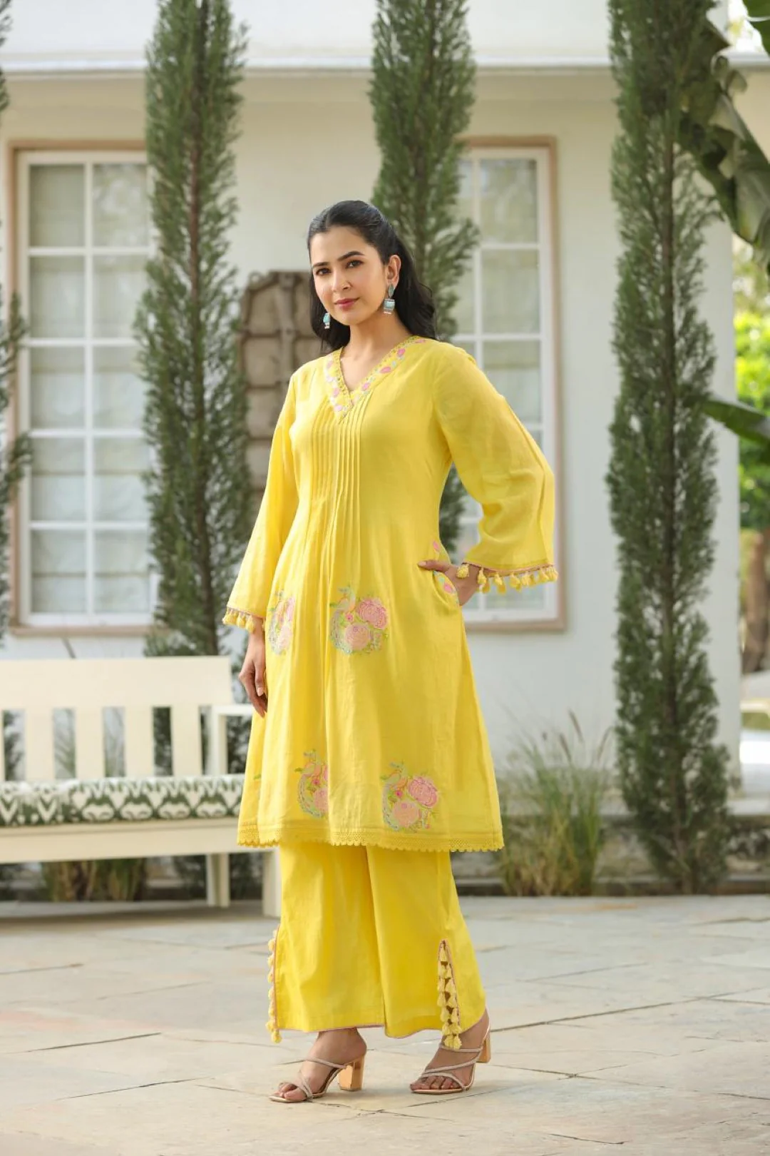 Kapil lime embroidery cotton co-ord set - Image 11