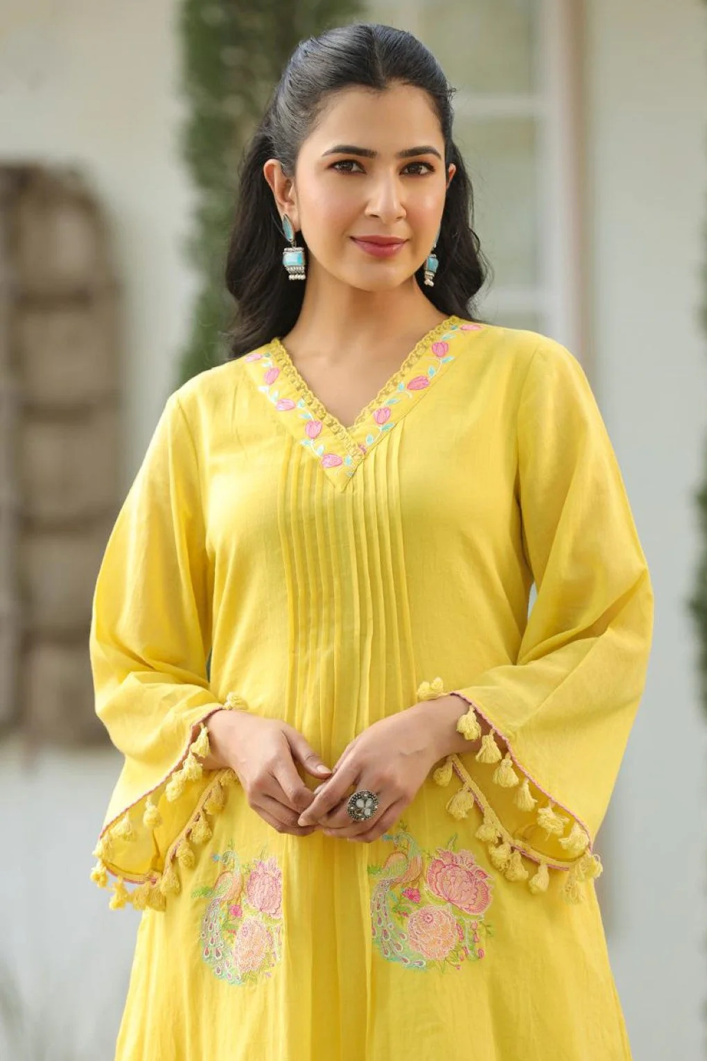 Kapil lime embroidery cotton co-ord set - Image 2