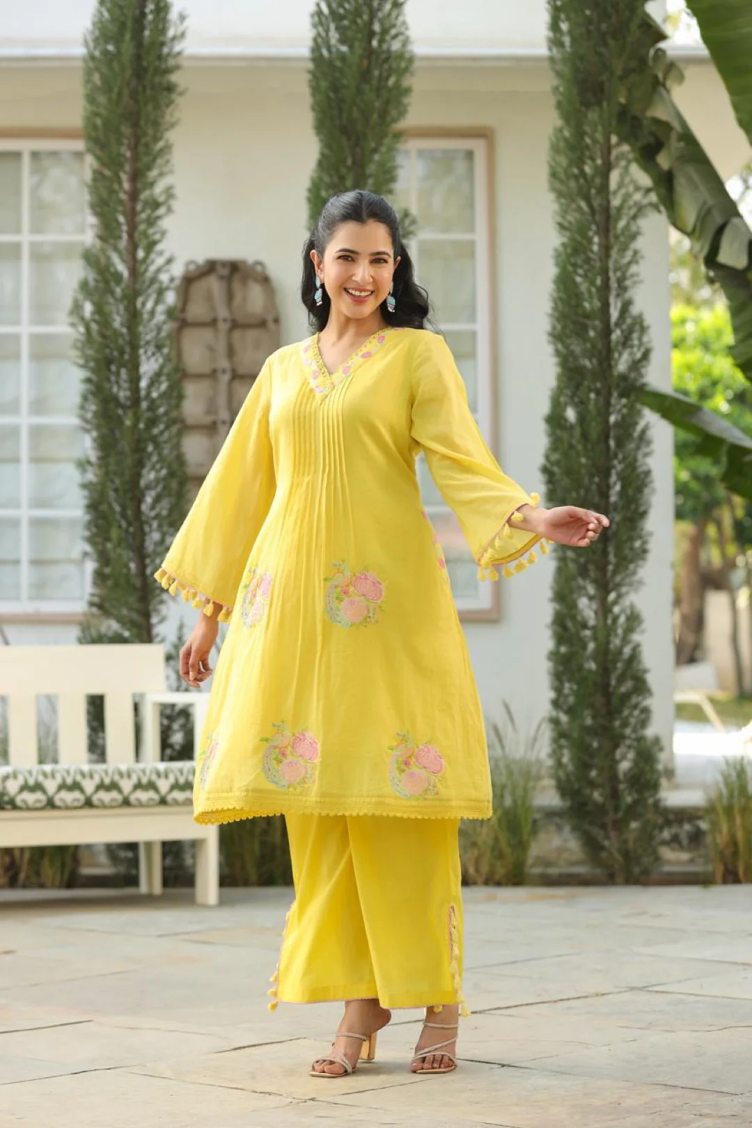 Kapil lime embroidery cotton co-ord set - Image 3