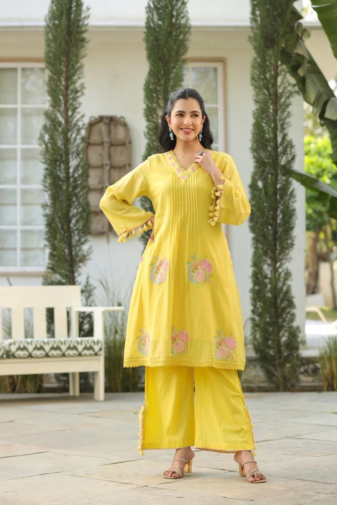 Kapil lime embroidery cotton co-ord set - Image 6