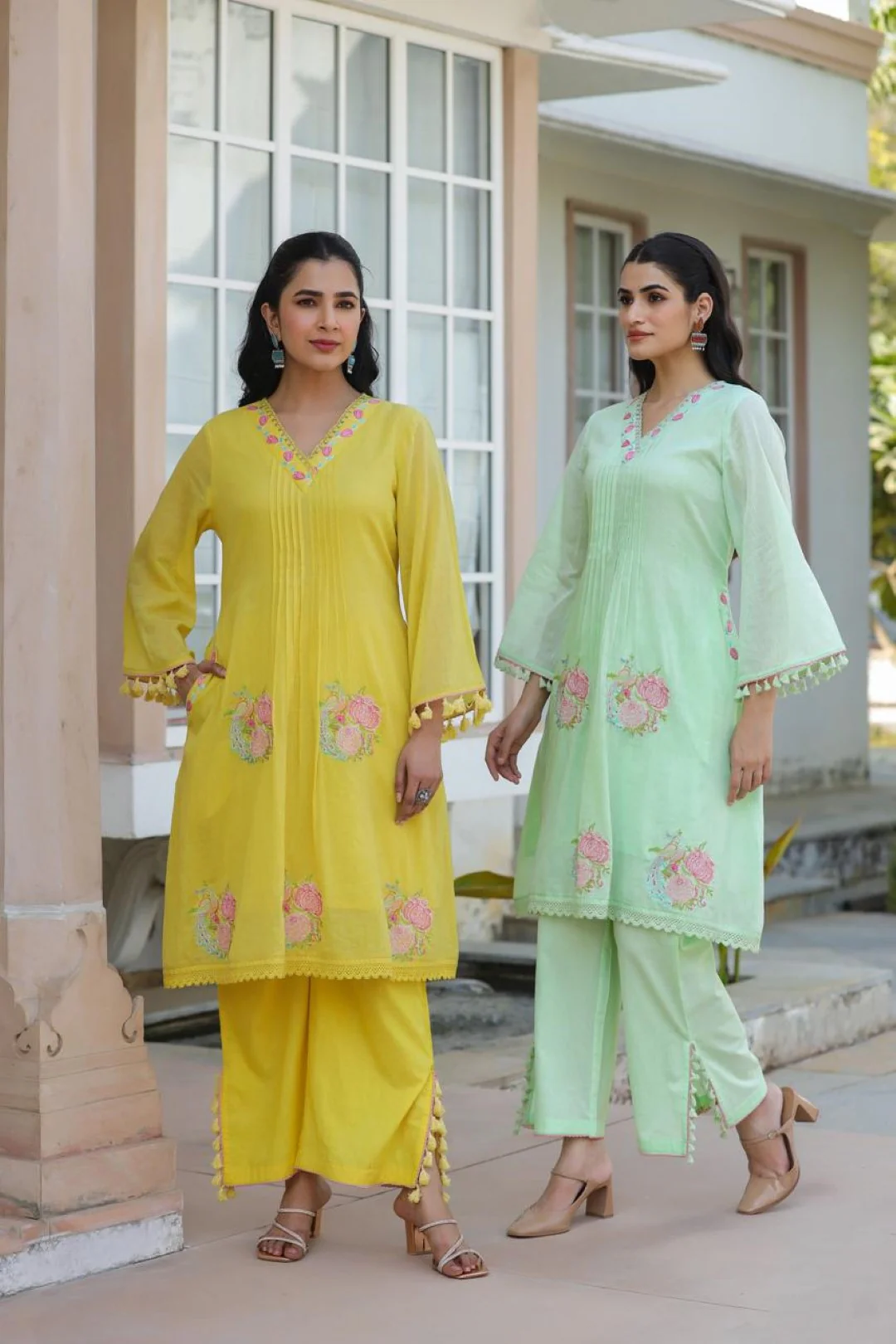 Kapil lime embroidery cotton co-ord set - Image 7