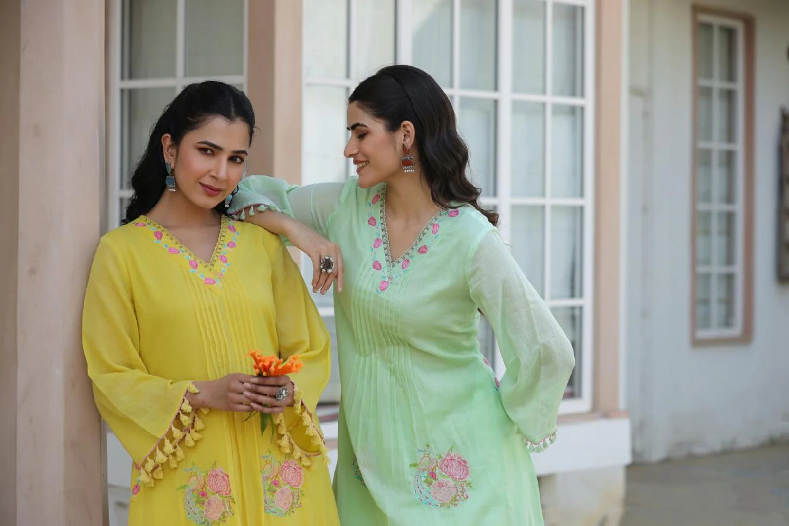 Kapil lime embroidery cotton co-ord set - Image 8