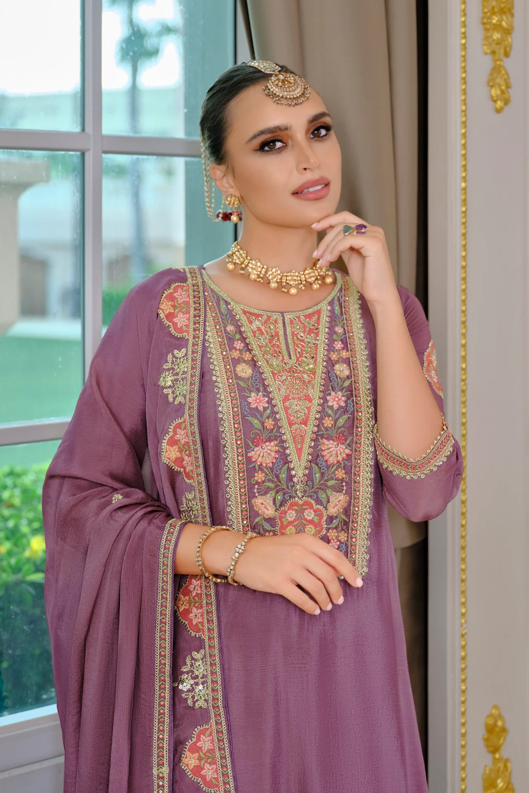 Suryamookhi orchid embroidery Gharara Suit Set - Image 2