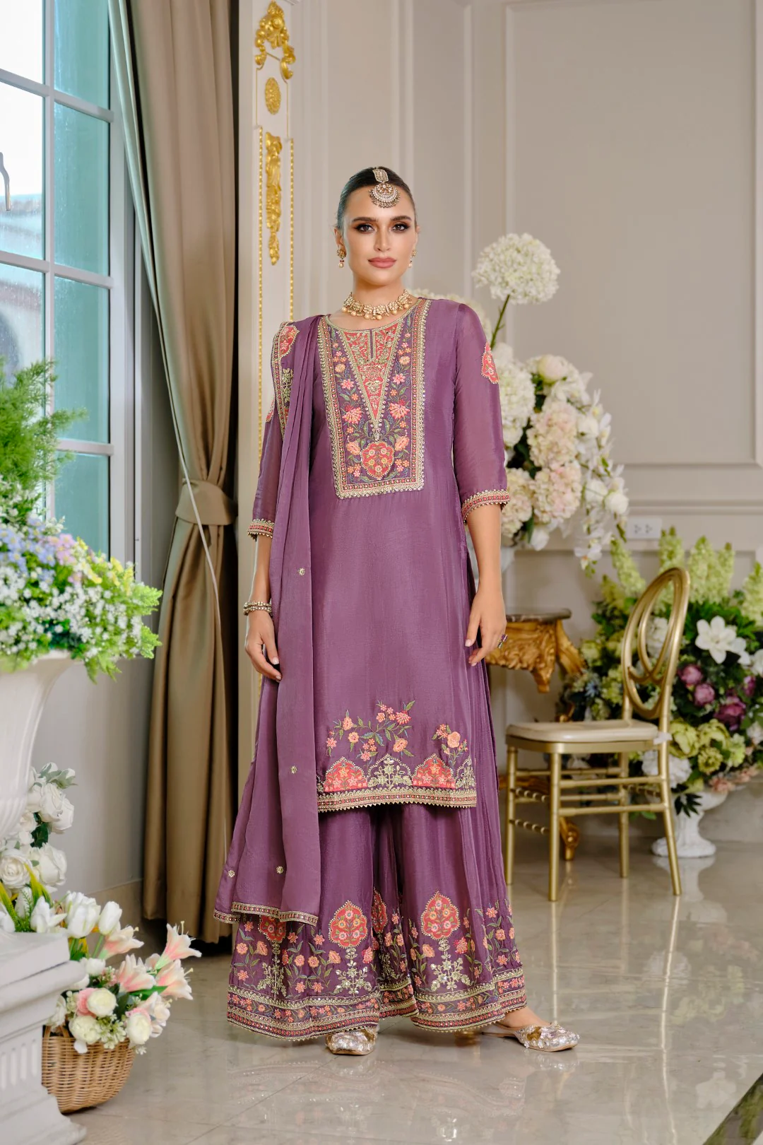 Suryamookhi orchid embroidery Gharara Suit Set - Image 4
