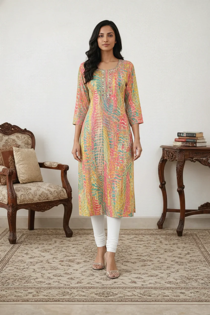 Yami Rainbow Printed Kurti - Image 4