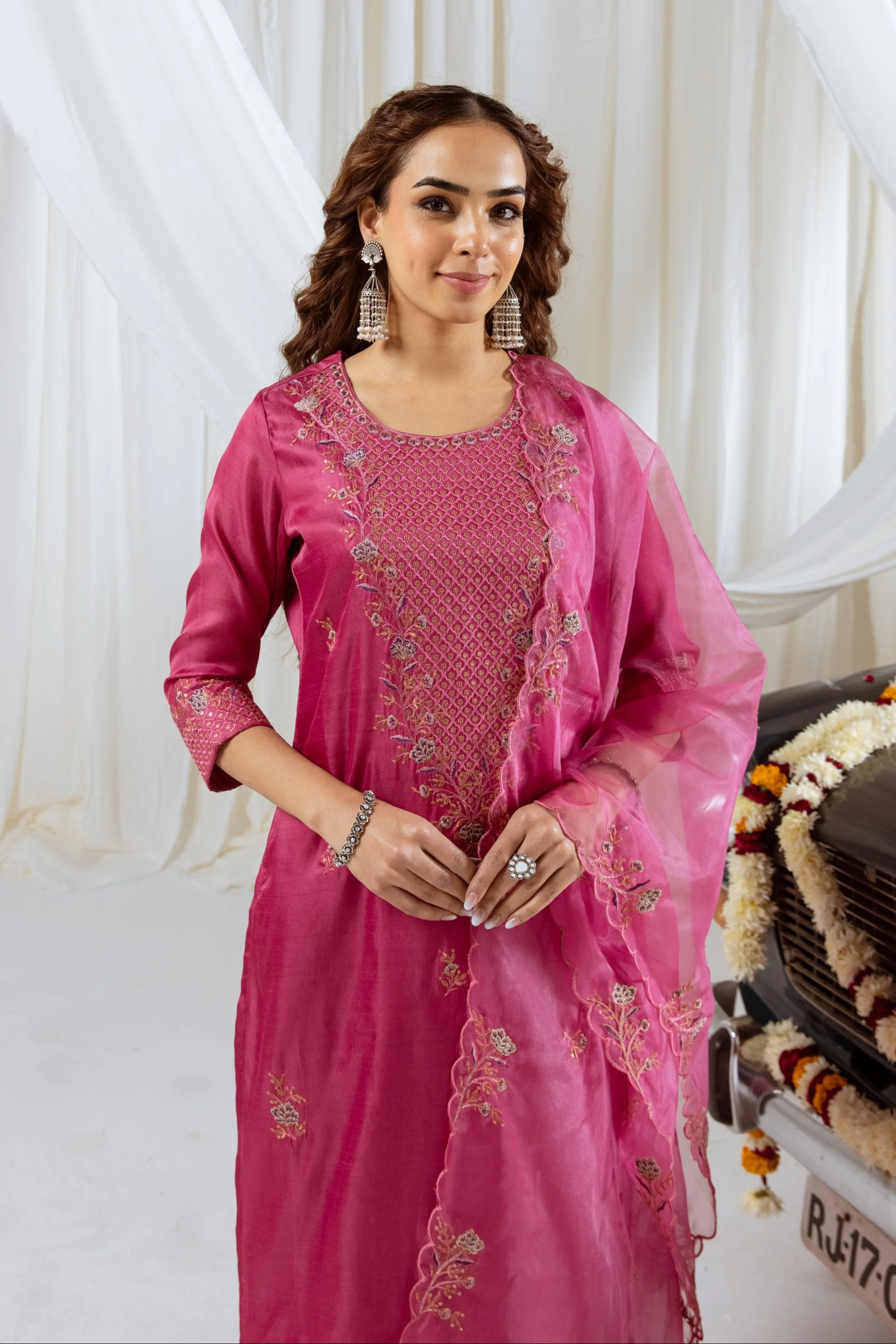 Bakul Rose Full Work Suit Set - Image 2