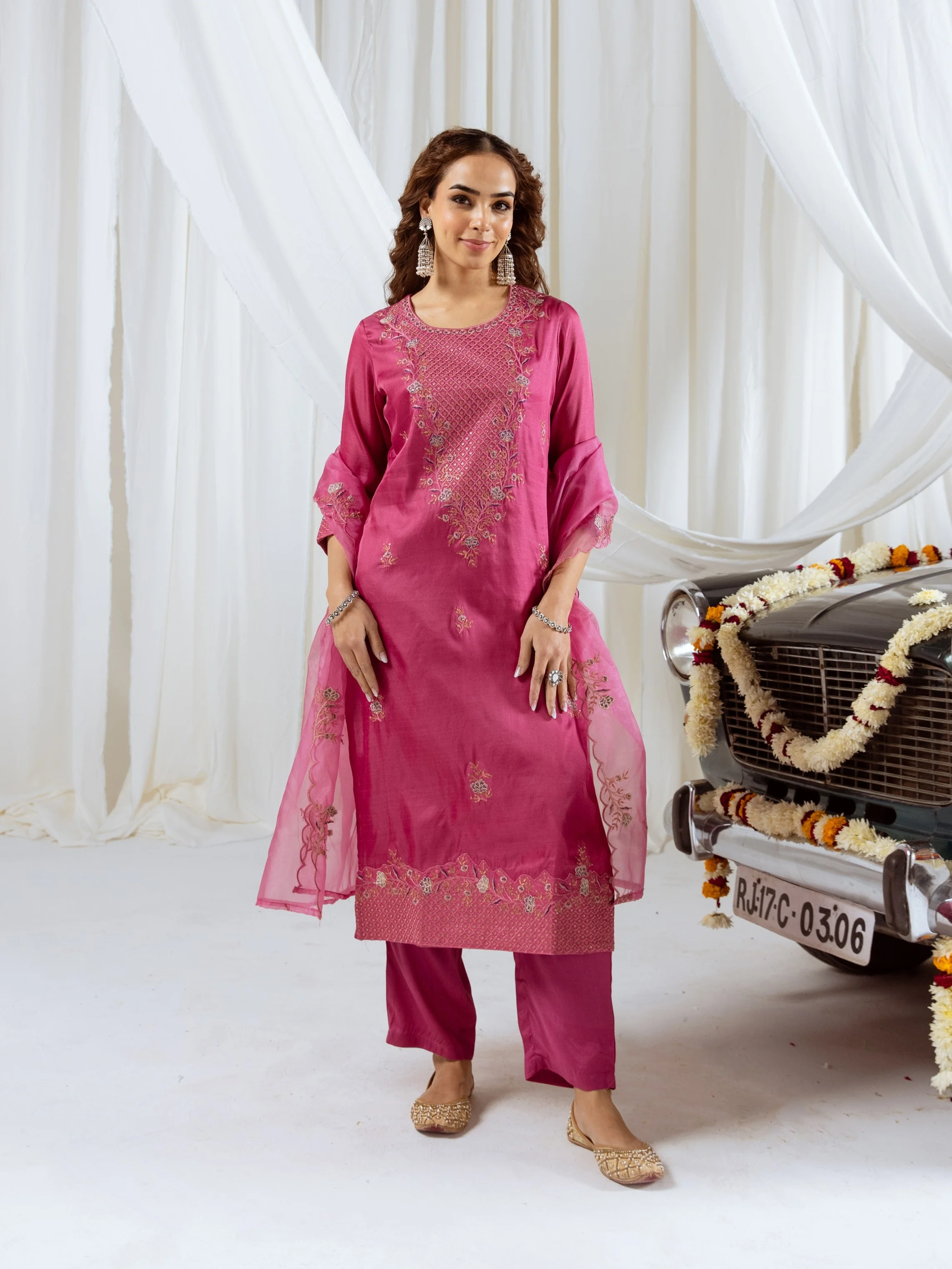 Bakul Rose Full Work Suit Set - Image 4