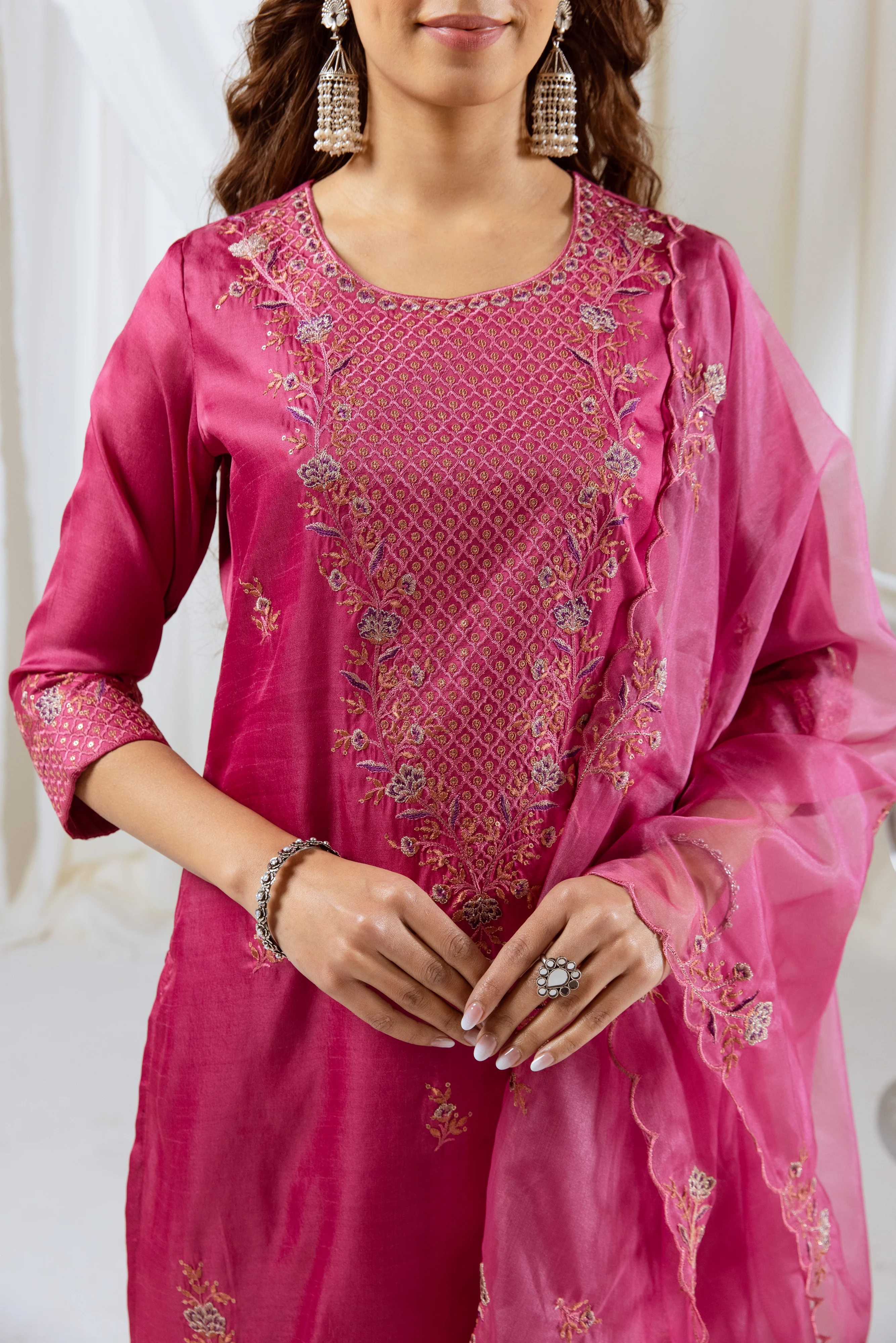 Bakul Rose Full Work Suit Set - Image 6