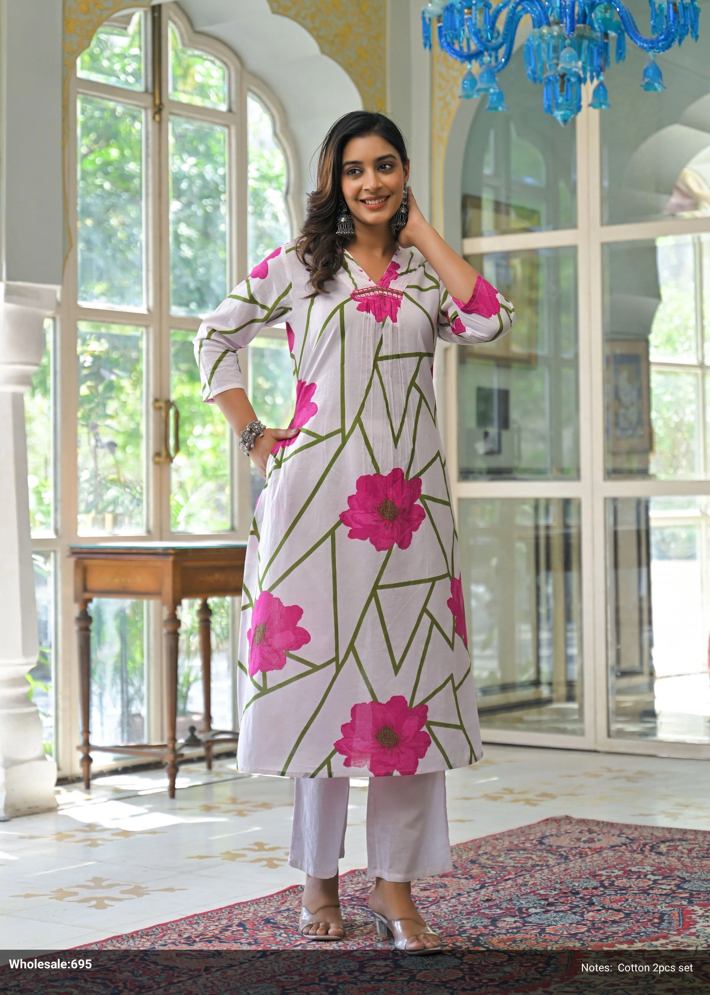 Yutika Rose Cotton Suit set - Image 3