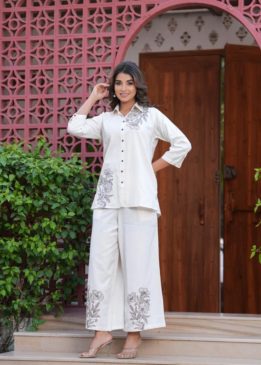 Hardik Swan embroidery cotton co-ord Set - Image 3