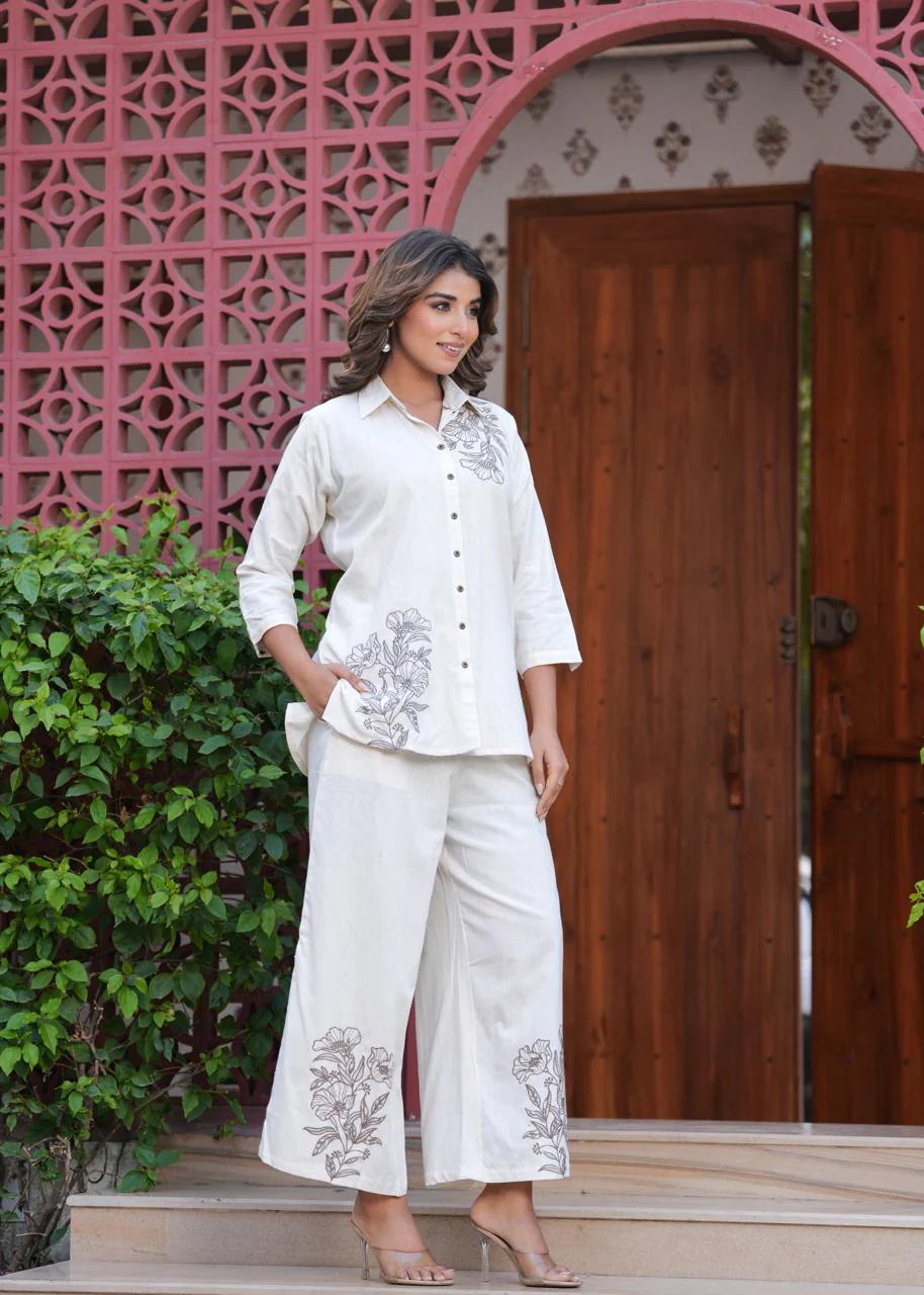 Hardik Swan embroidery cotton co-ord Set - Image 4