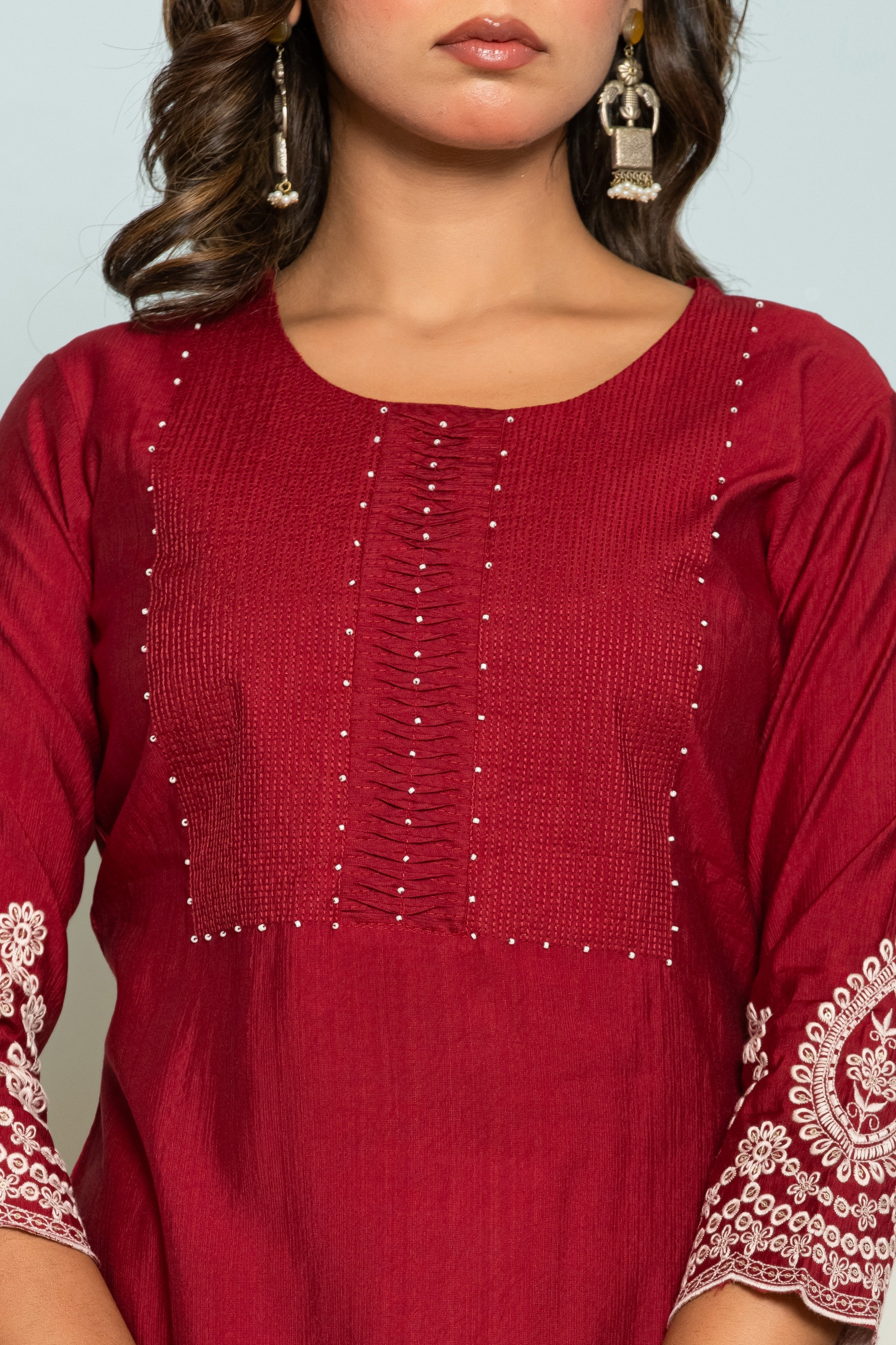 LAYLA CRIMSON EMBROIDERED KURTI - Image 5