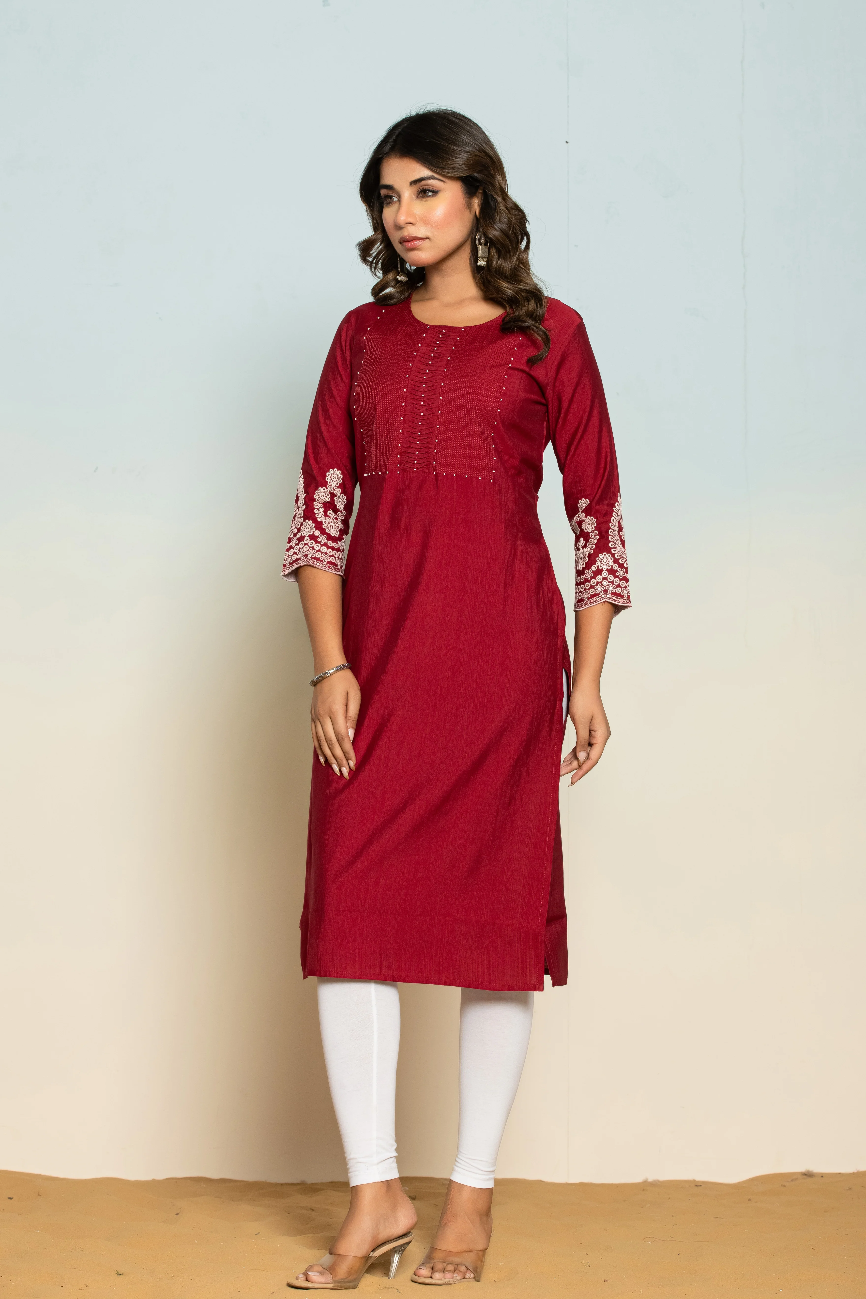 LAYLA CRIMSON EMBROIDERED KURTI - Image 6