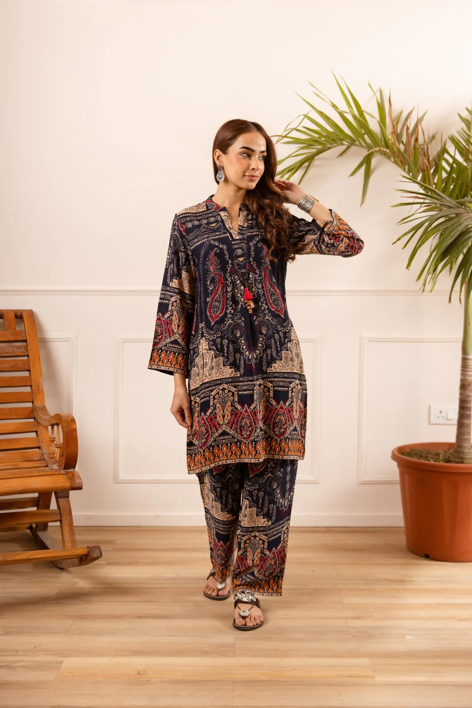 Karen stone printed cotton co-ord set - Image 5