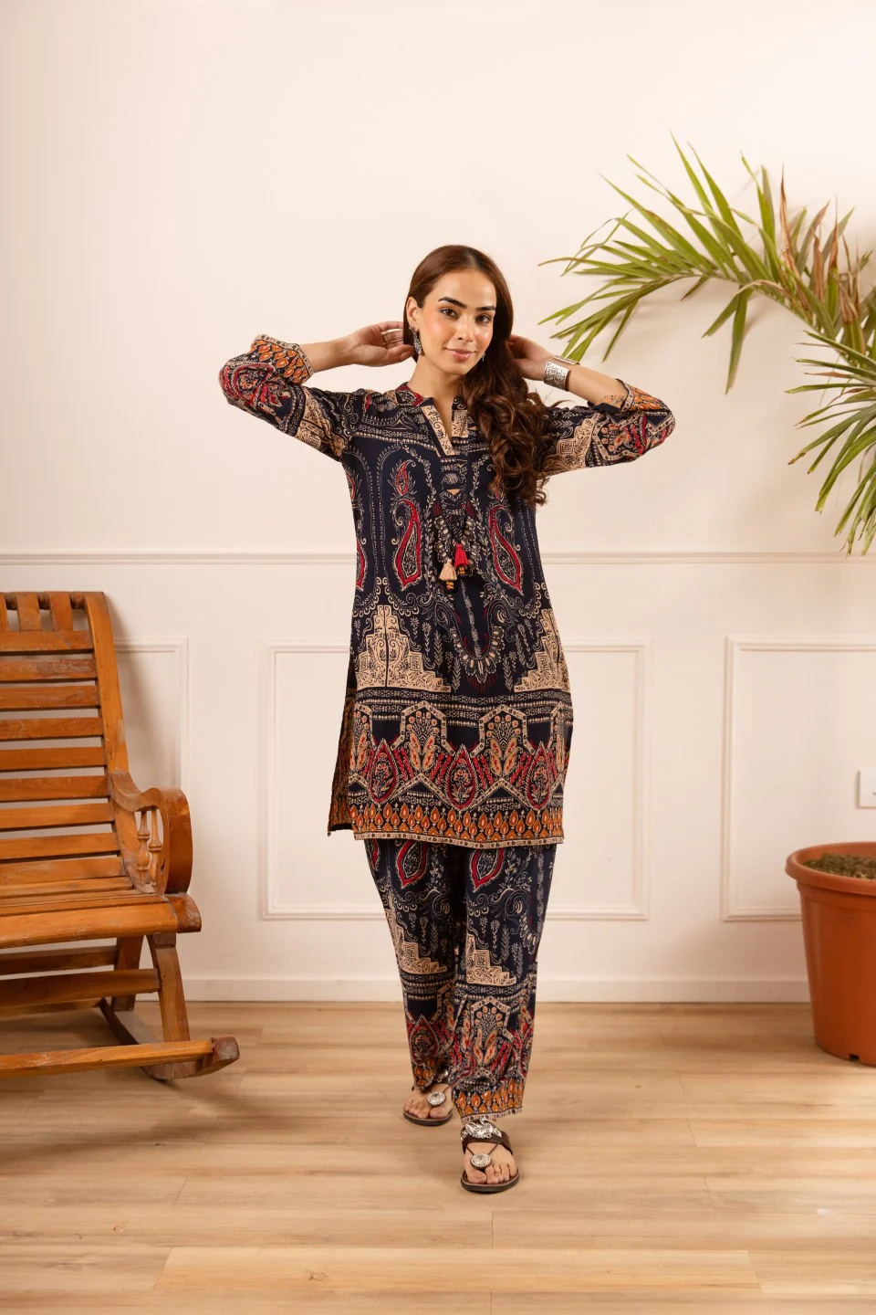 Karen stone printed cotton co-ord set - Image 7