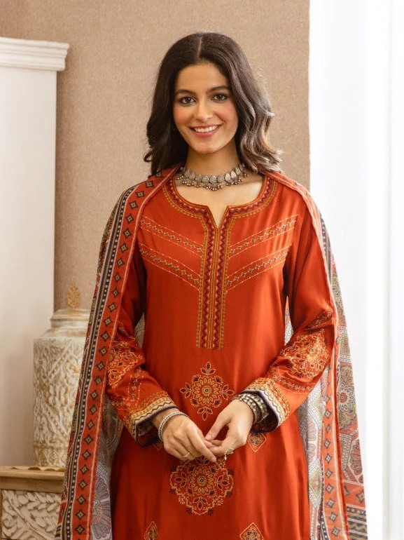 Karen cadmium embroidery cotton suit set - Image 2