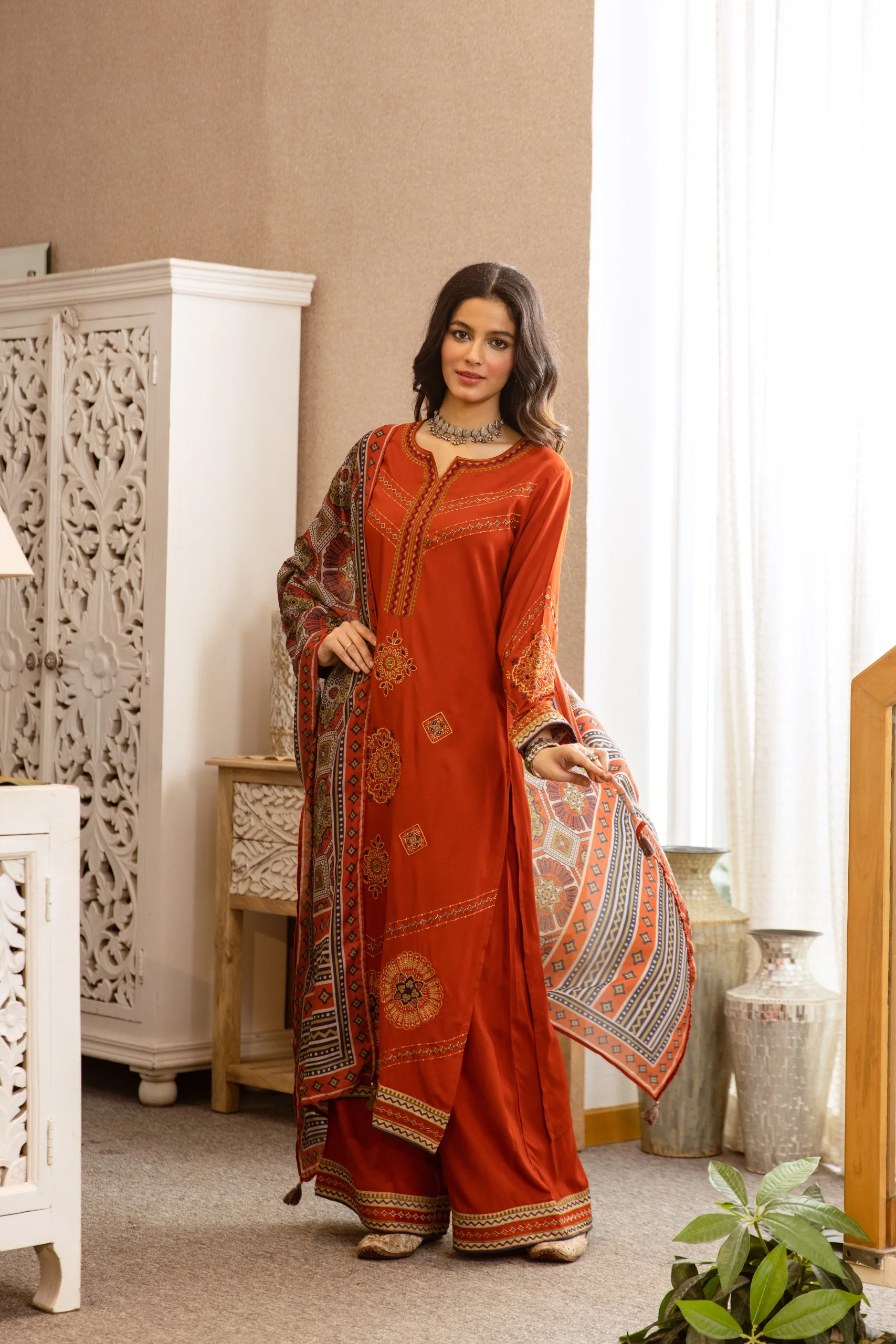 Karen cadmium embroidery cotton suit set - Image 6